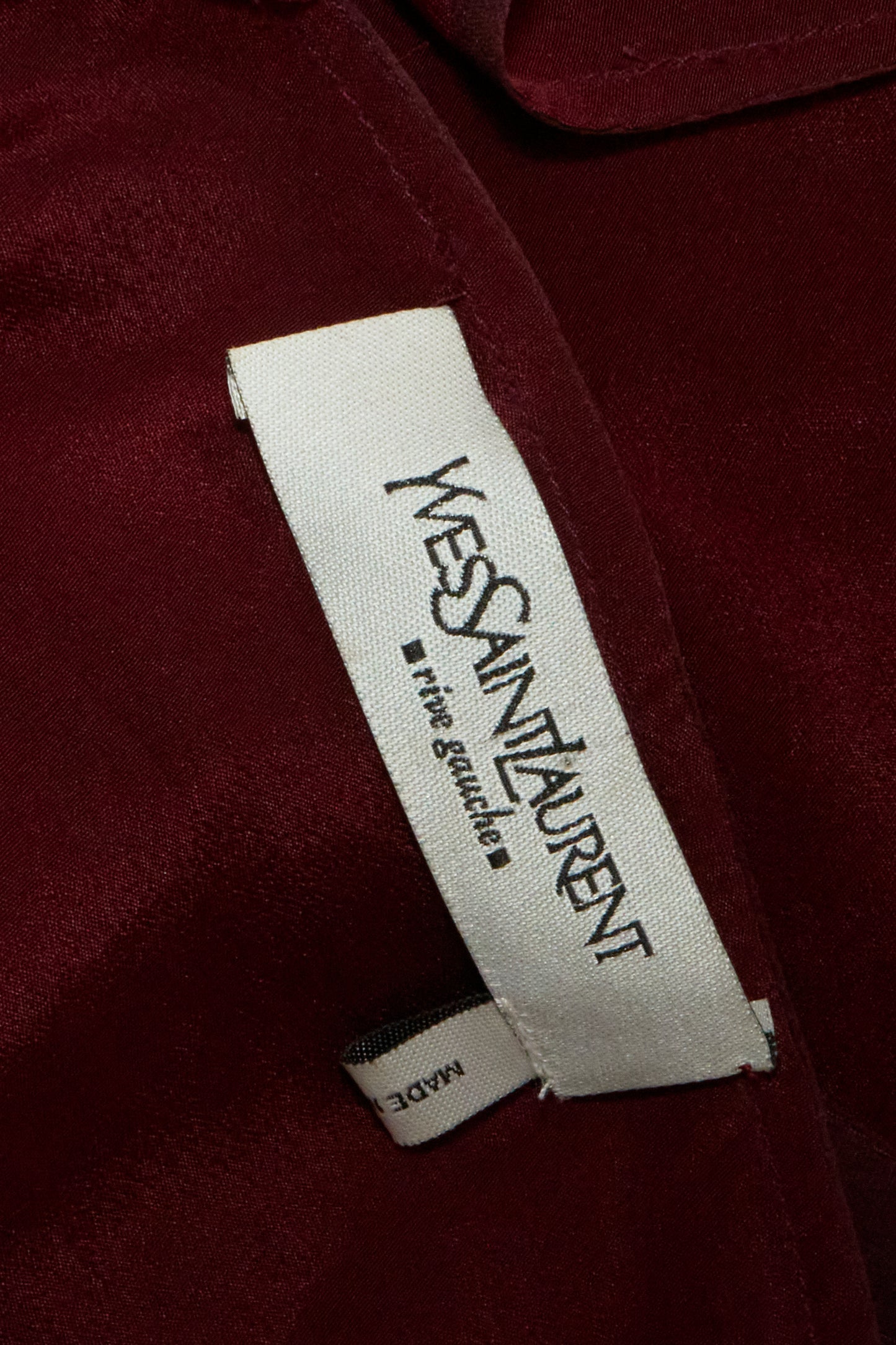 Yves Saint Laurent by Tom Ford 2003 Burgundy Silk Ruffle Midi Dress