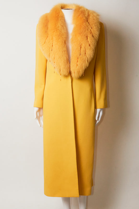 Gianni Versace Fall 1998 Yellow Fur Embellished Coat