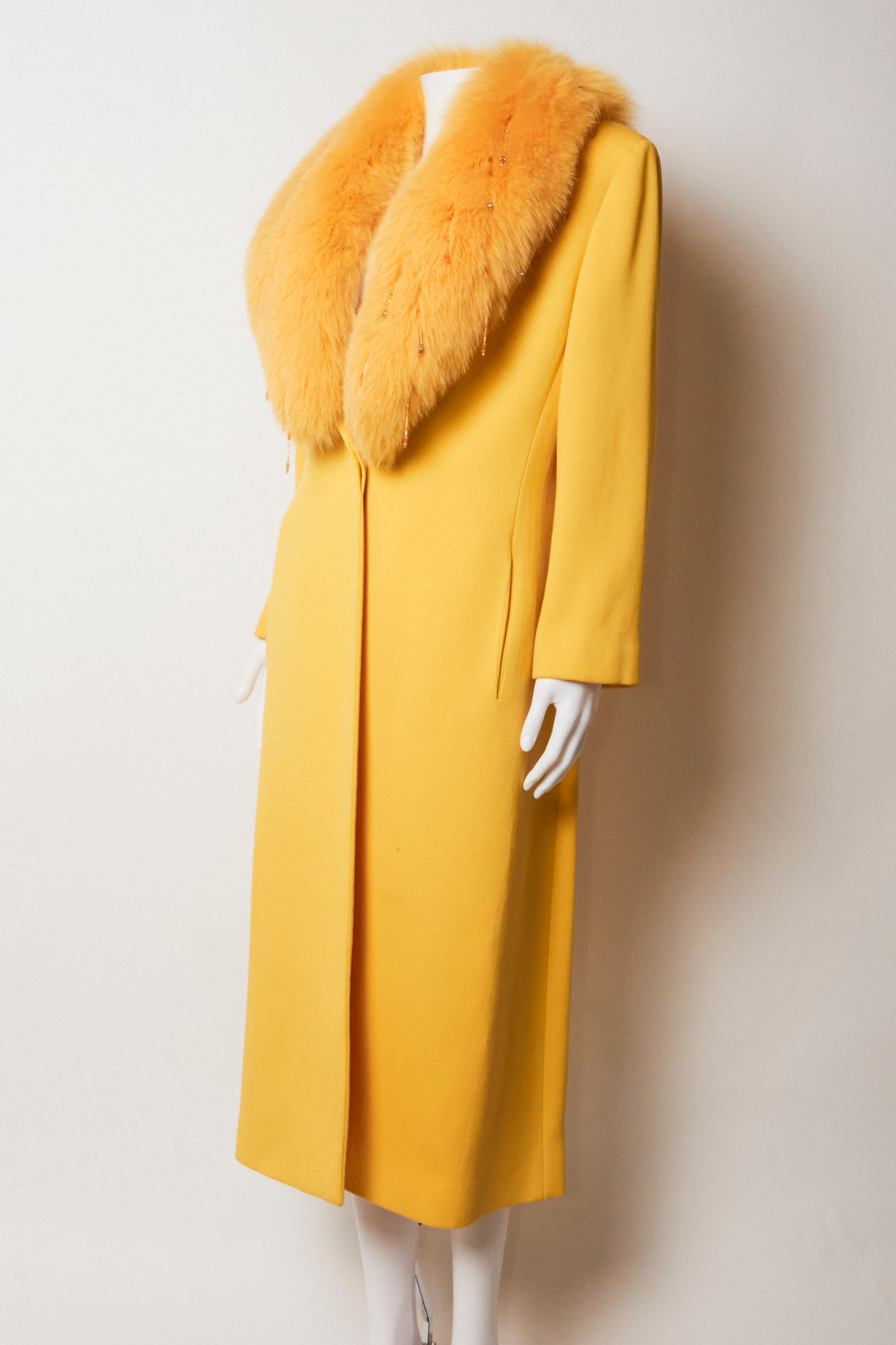 Gianni Versace Fall 1998 Yellow Fur Embellished Coat