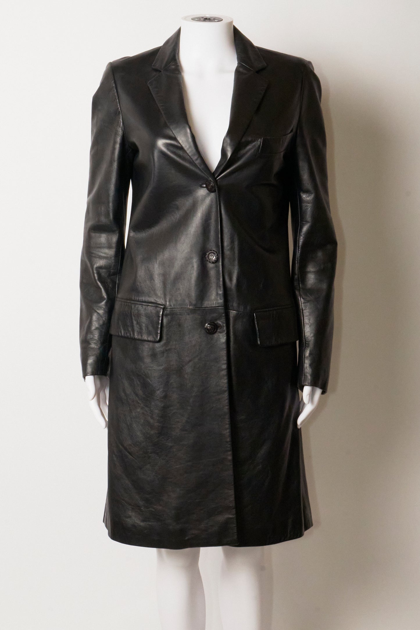Gianni Versace 1991 Black Leather Coat