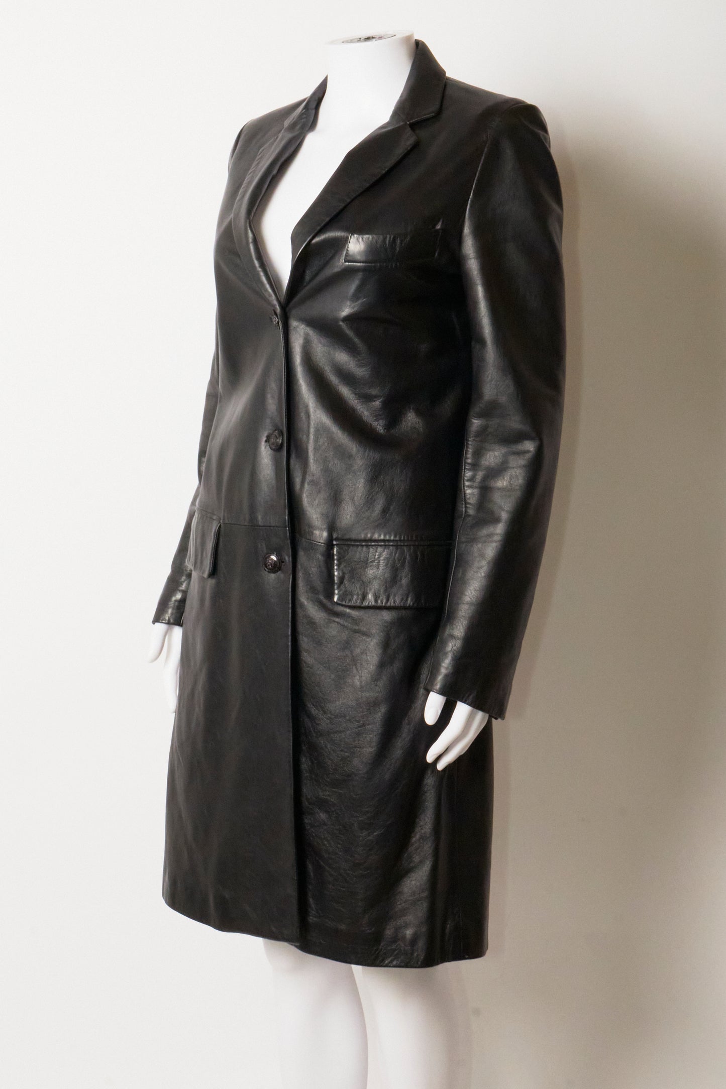 Gianni Versace 1991 Black Leather Coat