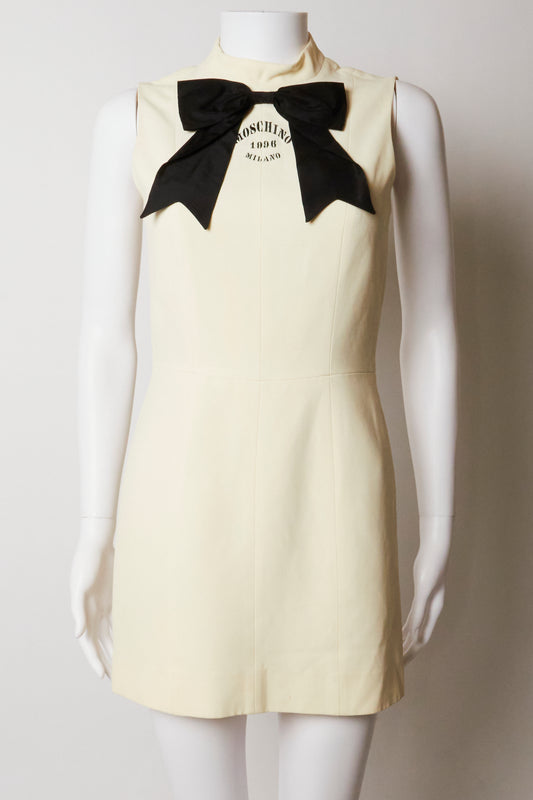 Moschino Cheap & Chic Cream Bow Mini Dress