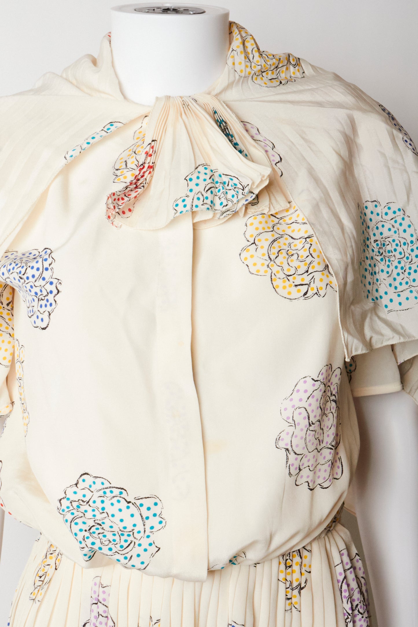 Valentino 90s Cream Floral Midi Dress