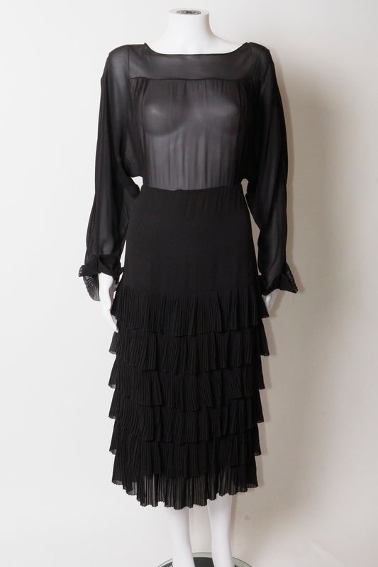 Chloé 90s Black Sheer Midi Dress