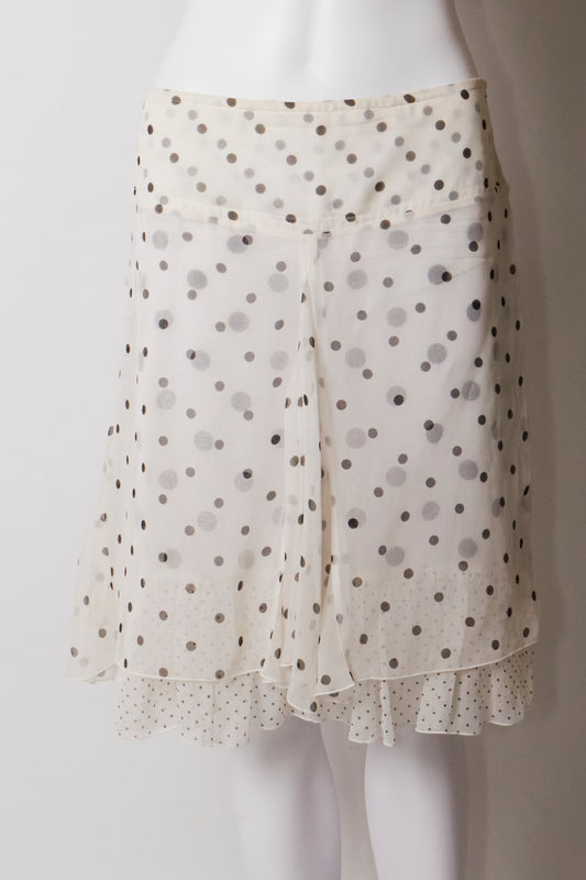 Valentino 2000s White Polka Dot Skirt