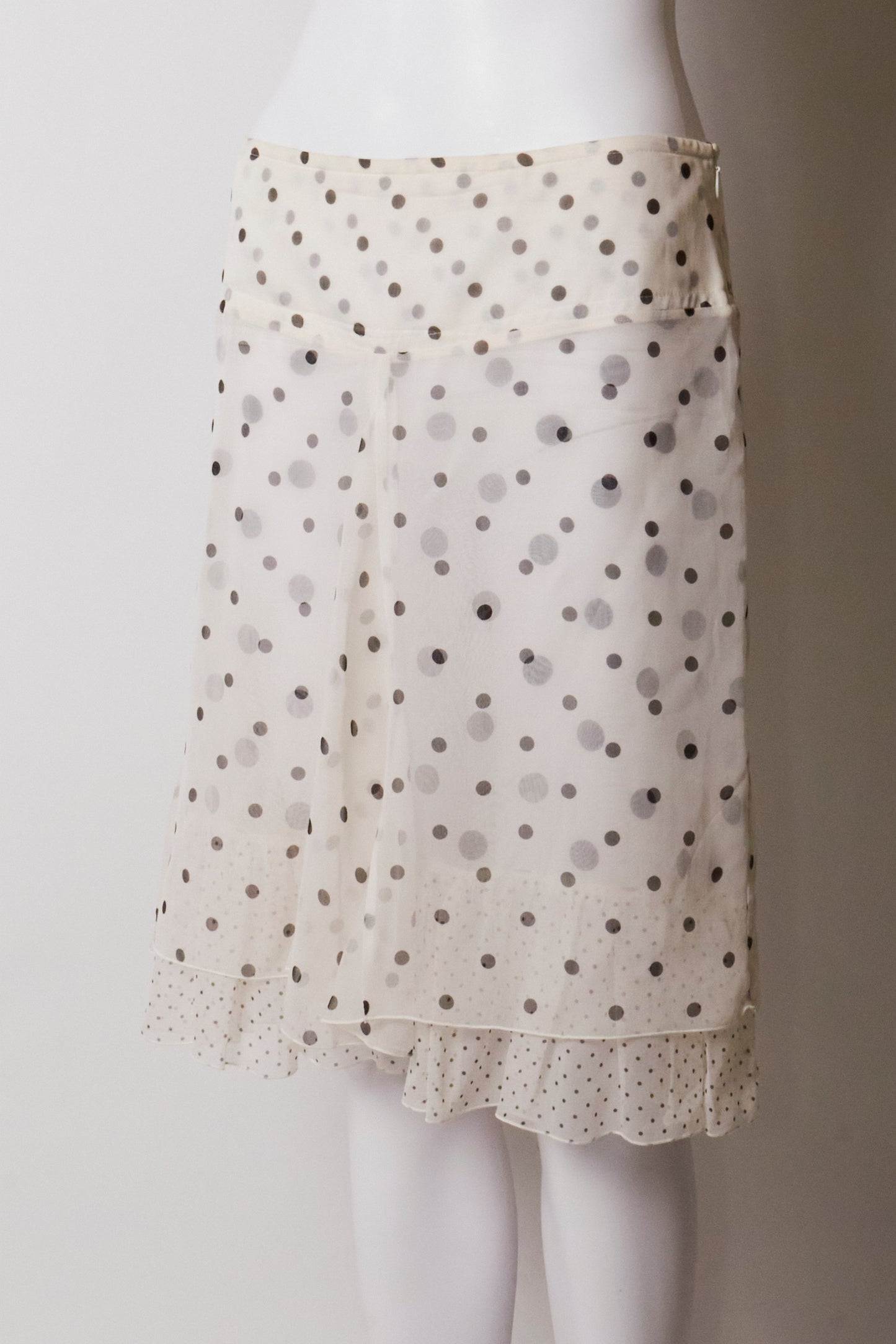 Valentino 2000s White Polka Dot Skirt
