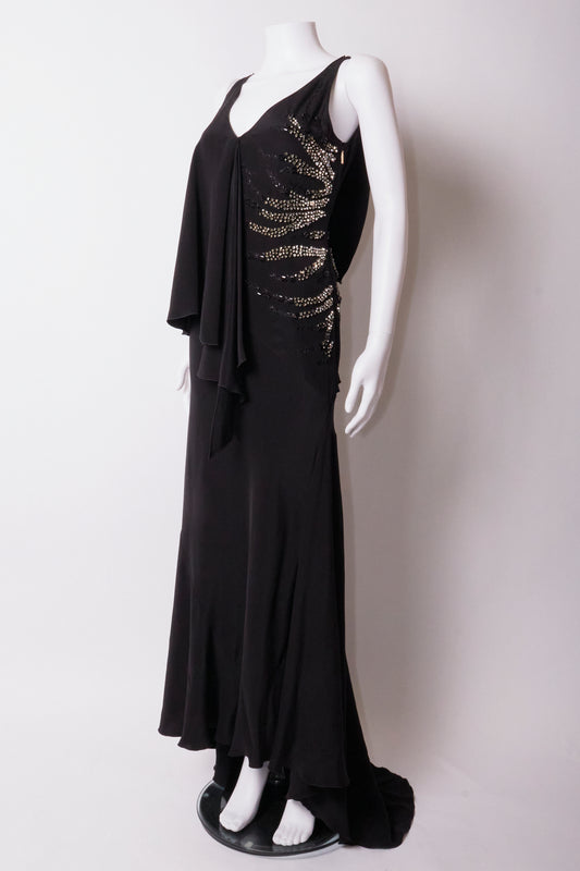 Roberto Cavalli 2000s Black Embellished Gown