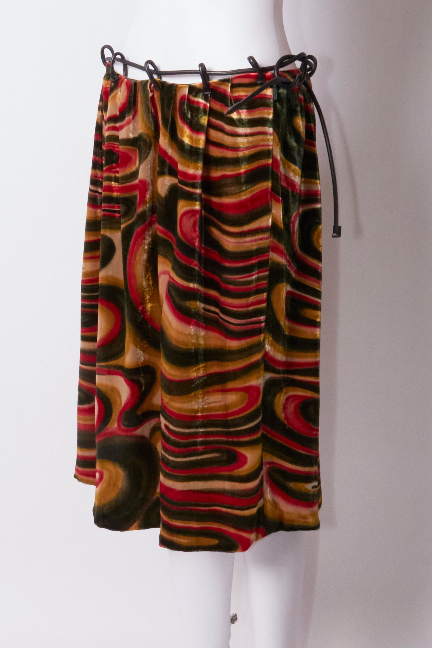 Gucci by Tom Ford 1999 Velvet Belted Skirt