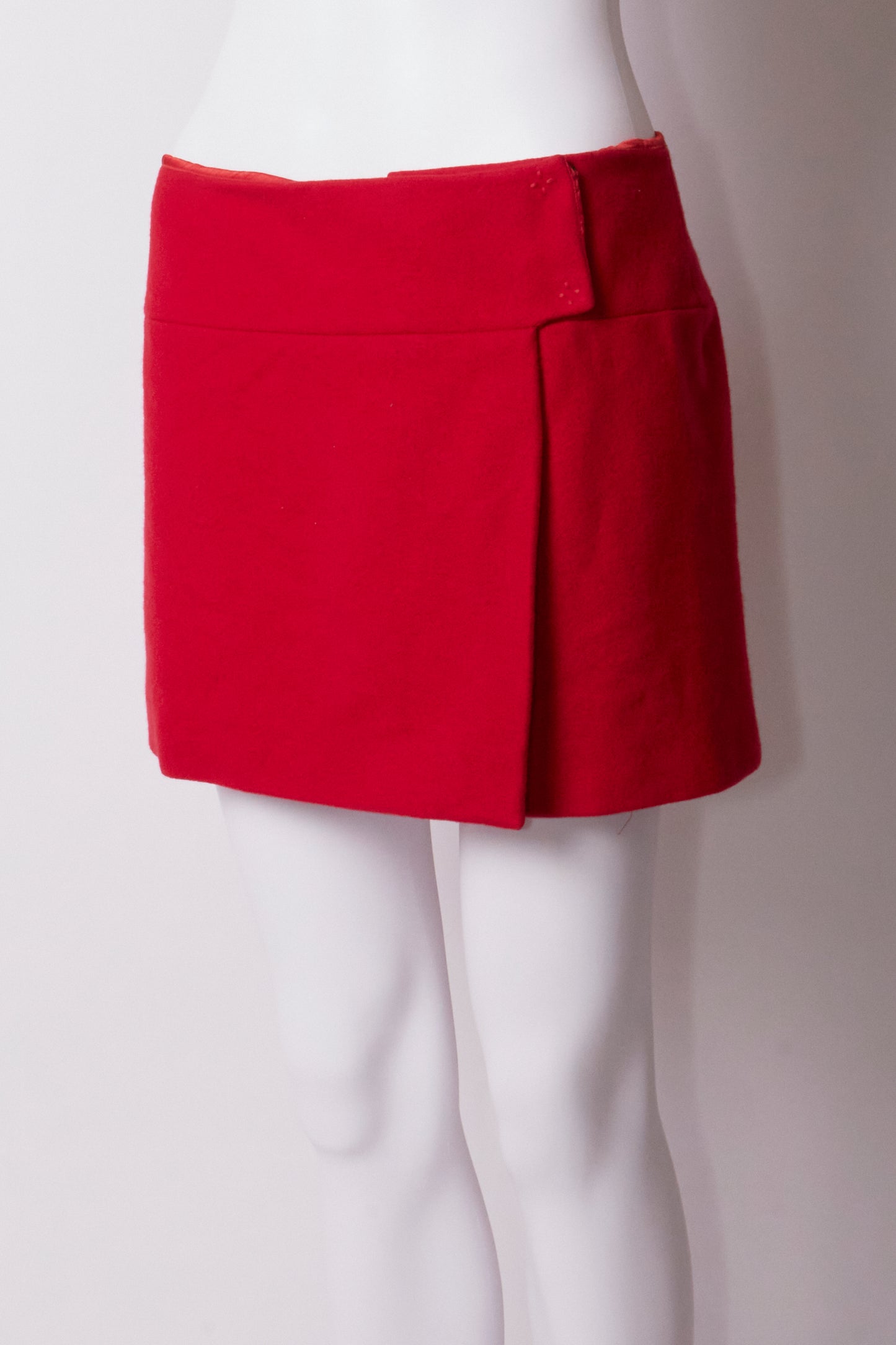 Miu Miu Fall 1998 Red Wool Mini Skirt