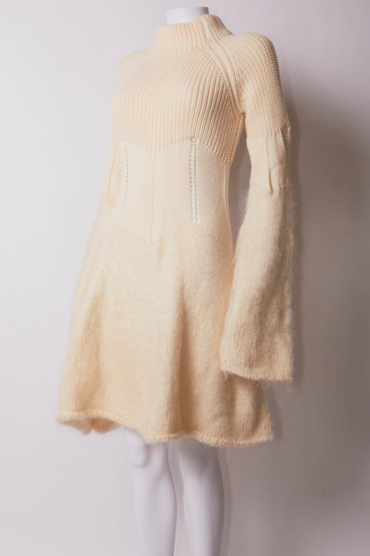 Alexander Mcqueen MCQ 2013 Cream Wool Mohair Dress