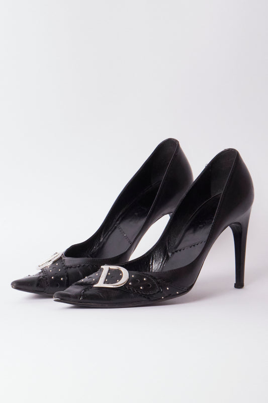Christian Dior 2000s Black Leather Heels