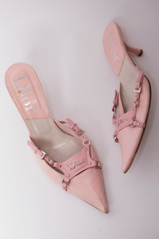 Christian Dior 2003 Bondage Pink Leather Heels