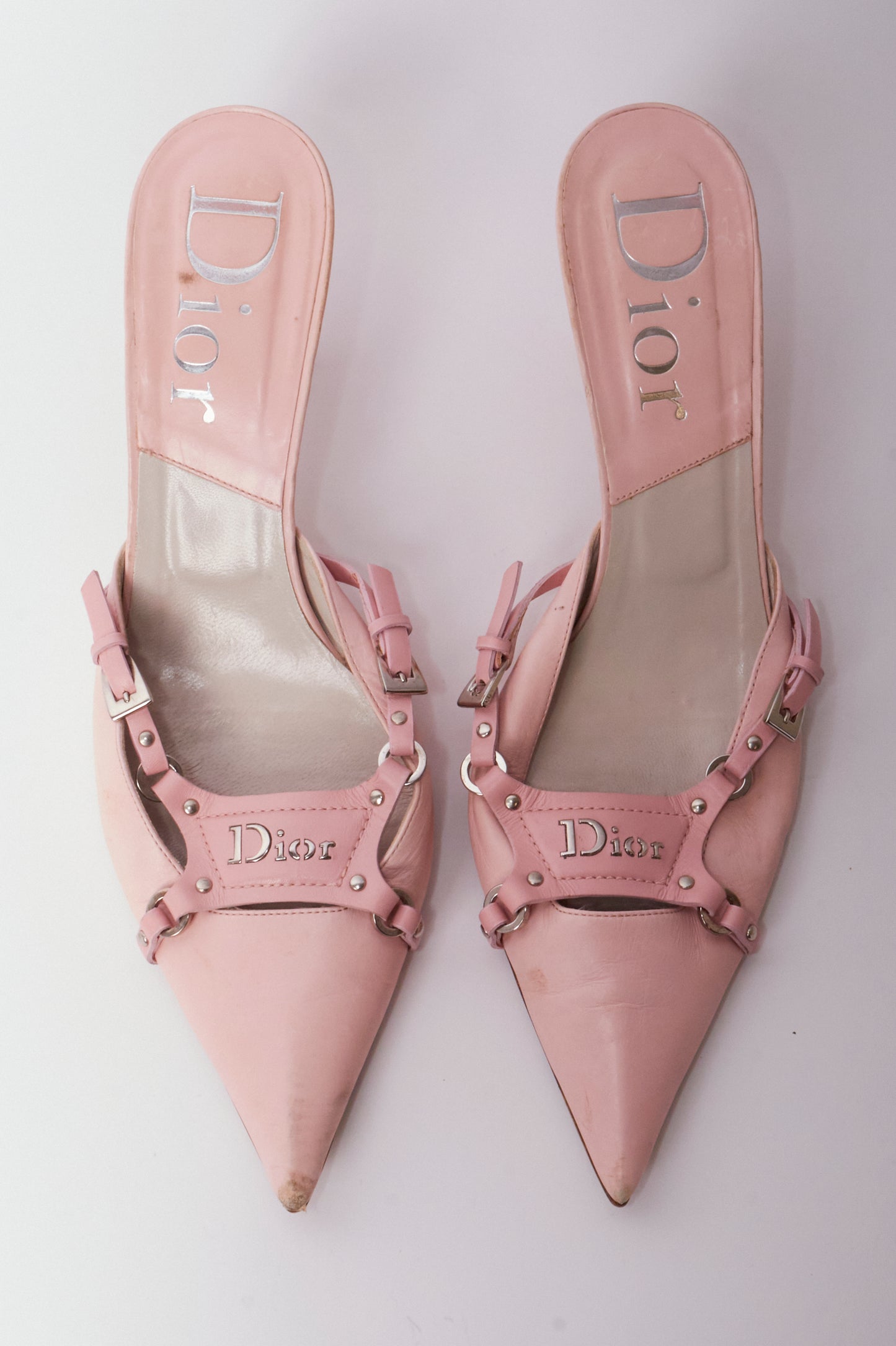 Christian Dior 2003 Bondage Pink Leather Heels