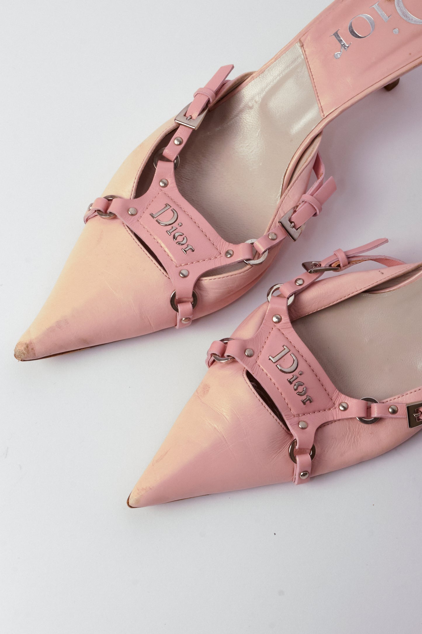 Christian Dior 2003 Bondage Pink Leather Heels