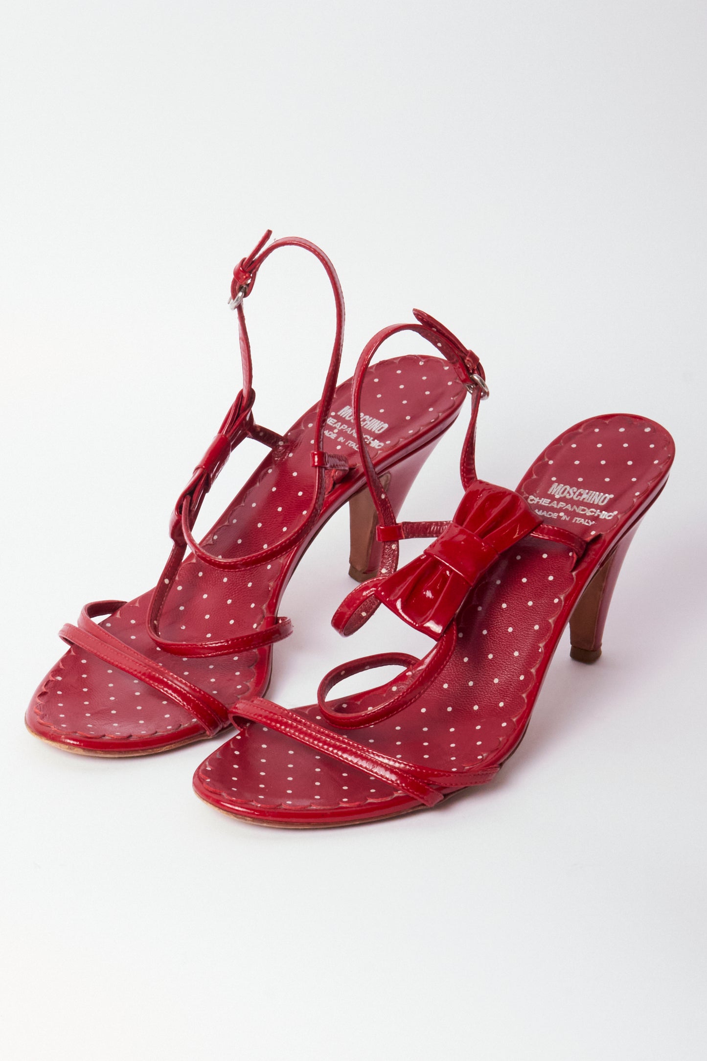 Moschino Cheap & Chic Red Patent Leather Bow Heels