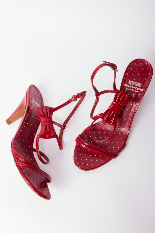 Moschino Cheap & Chic Red Patent Leather Bow Heels