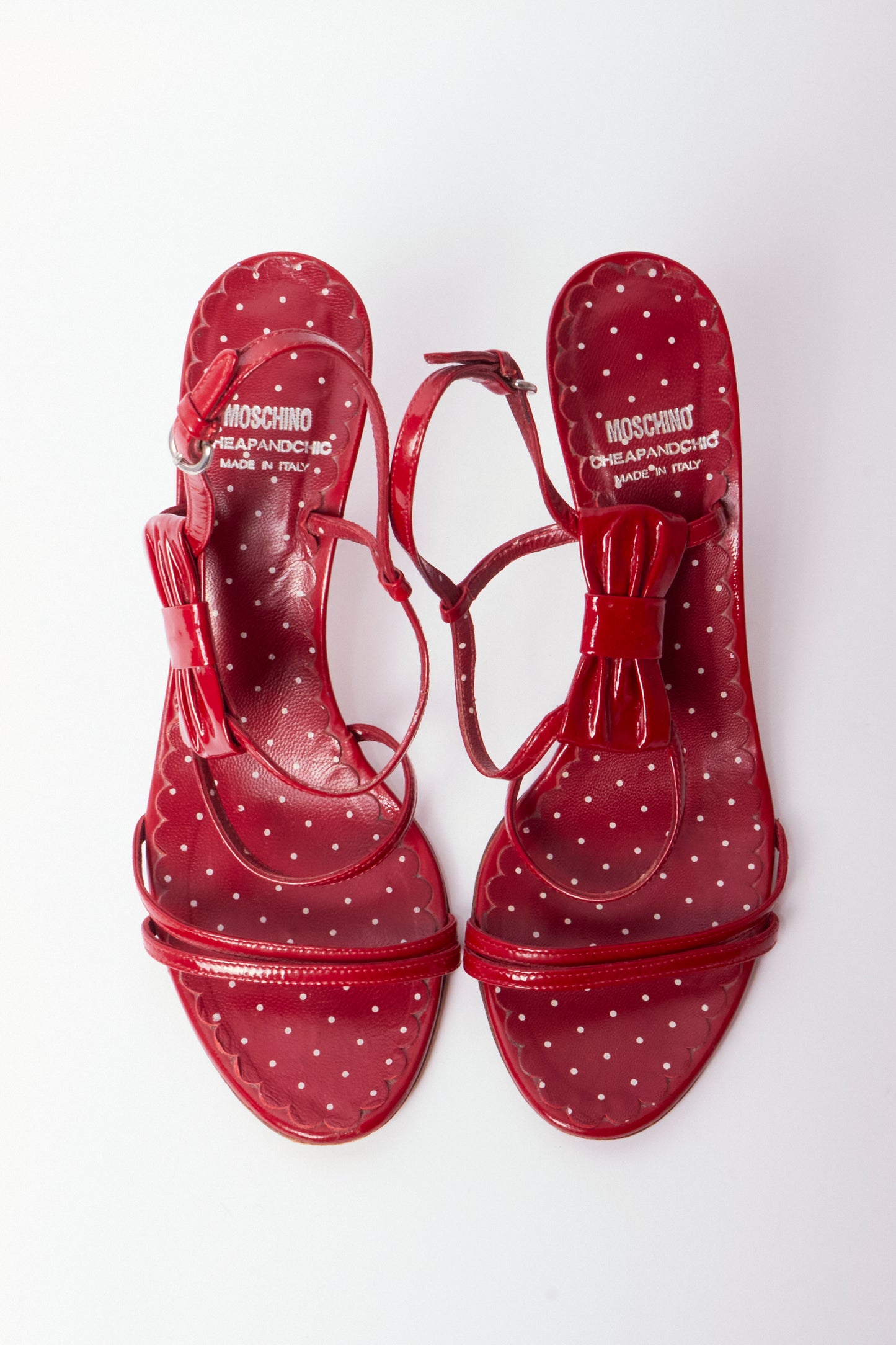Moschino Cheap & Chic Red Patent Leather Bow Heels