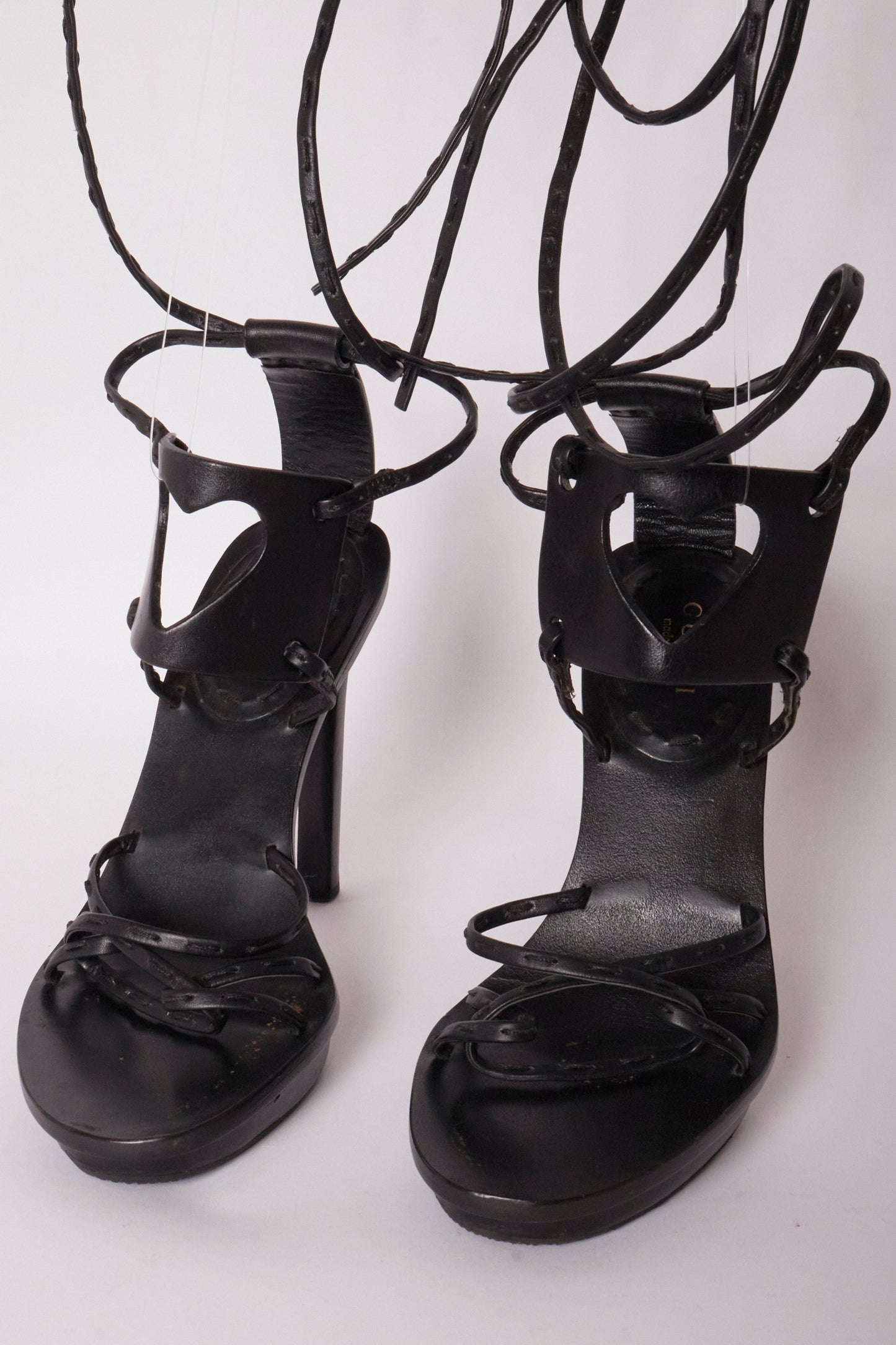 Gucci Tom Ford 2002 Black Heart Cut Out Heels