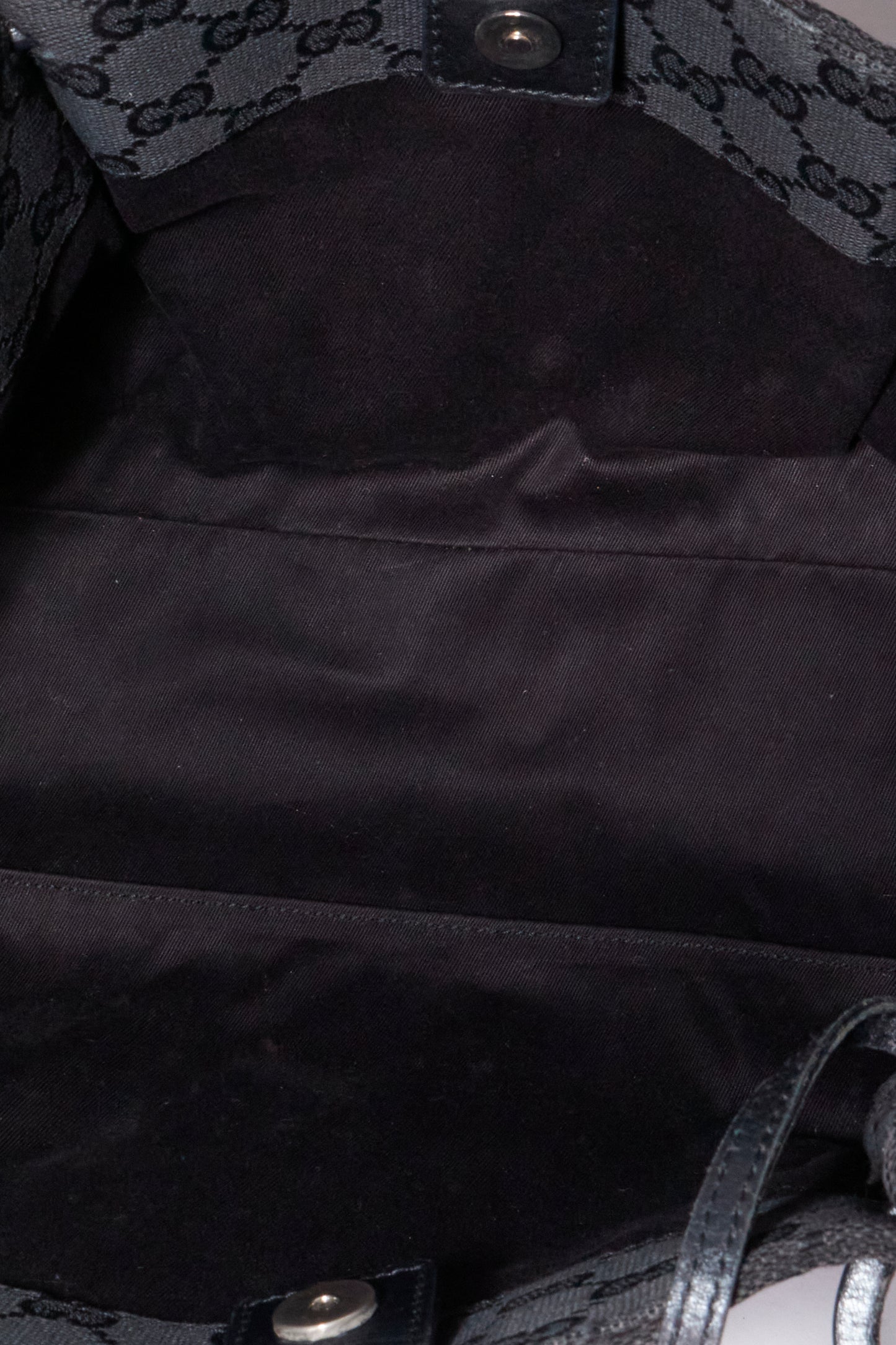 Gucci 90s Black Canvas Monogram Shoulder Bag