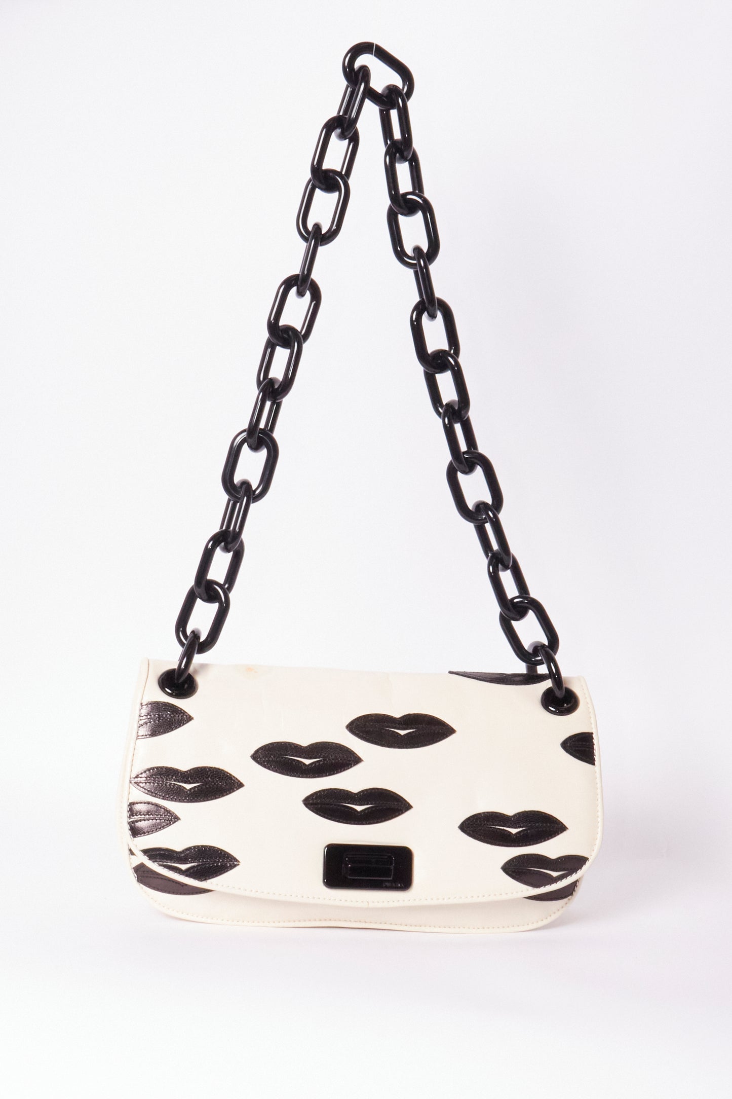 Prada 2010 Madras Black Lips Bag