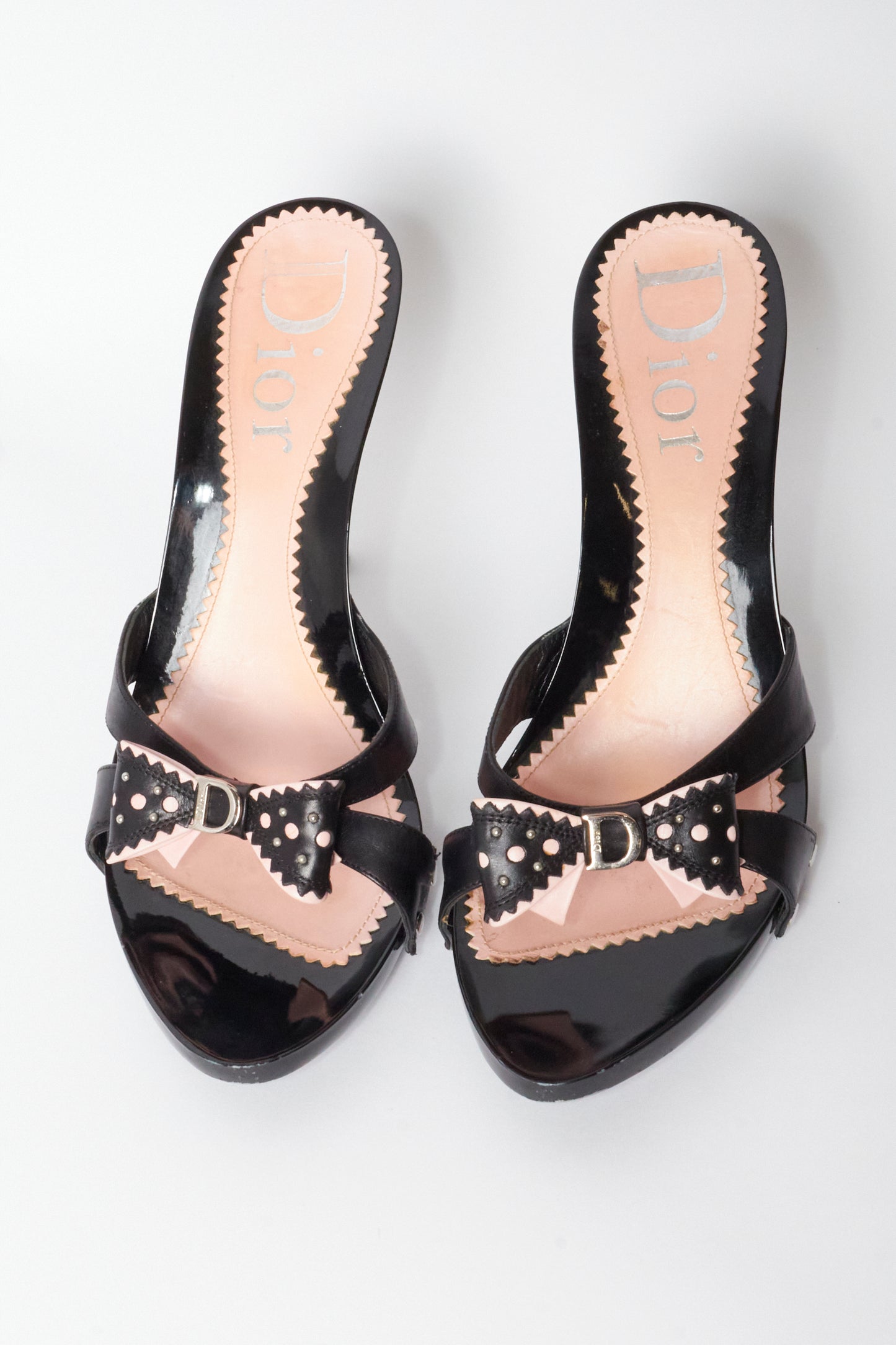 Christian Dior Galliano 2000s Black Leather Bow Heels