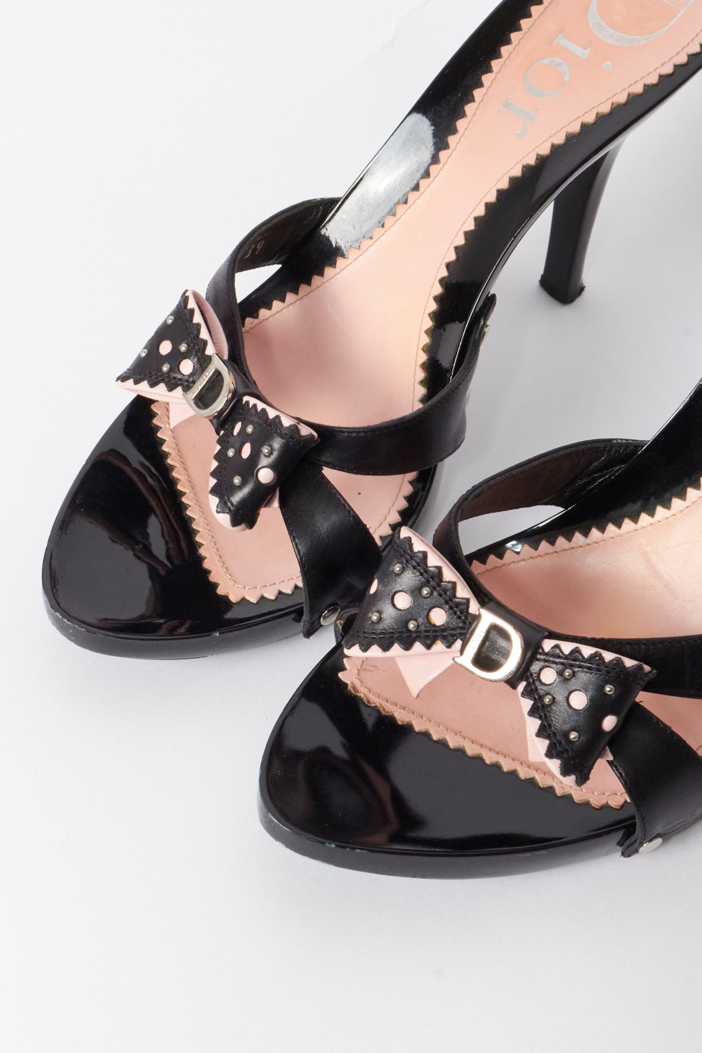 Christian Dior Galliano 2000s Black Leather Bow Heels