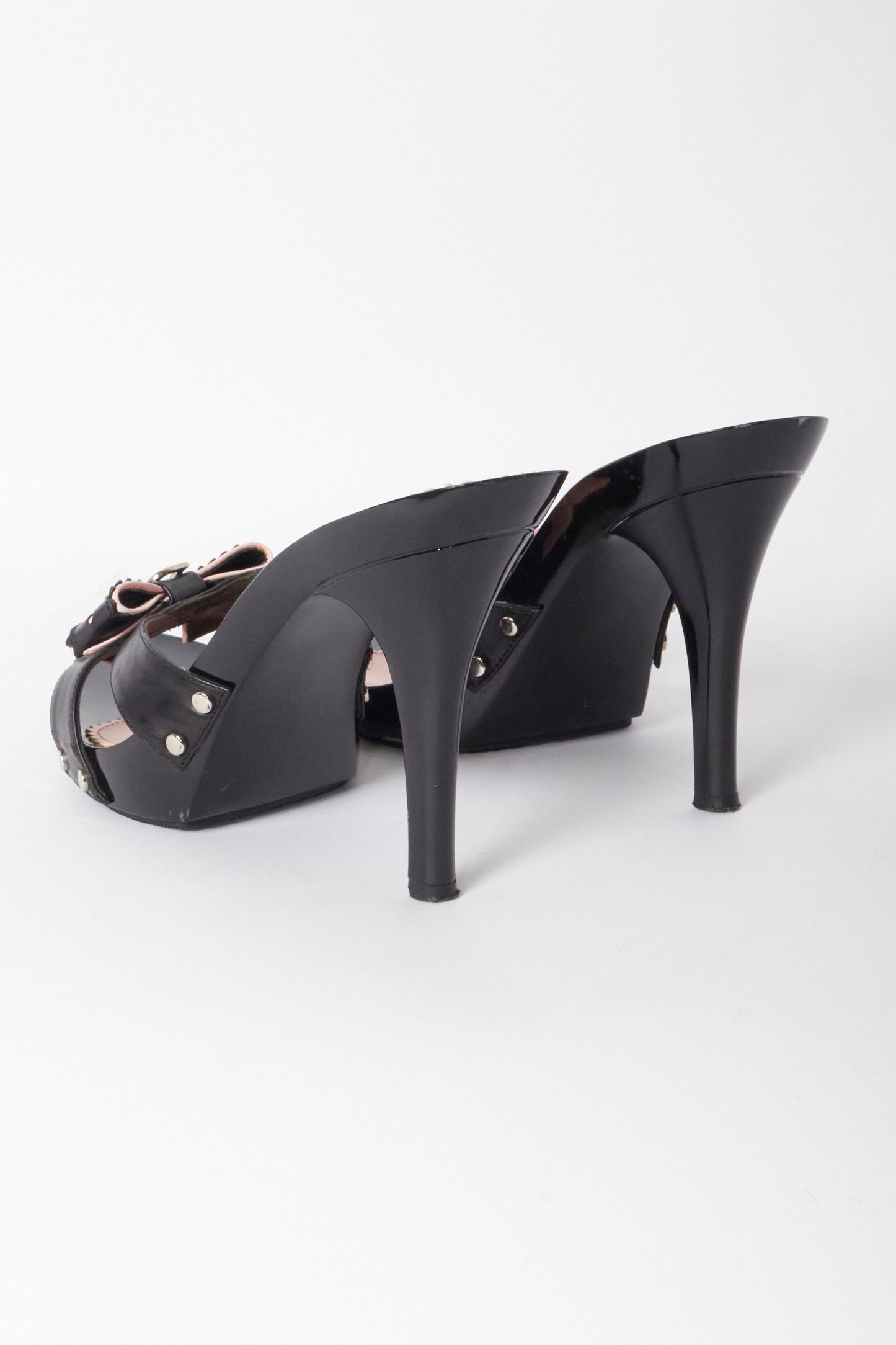 Christian Dior Galliano 2000s Black Leather Bow Heels