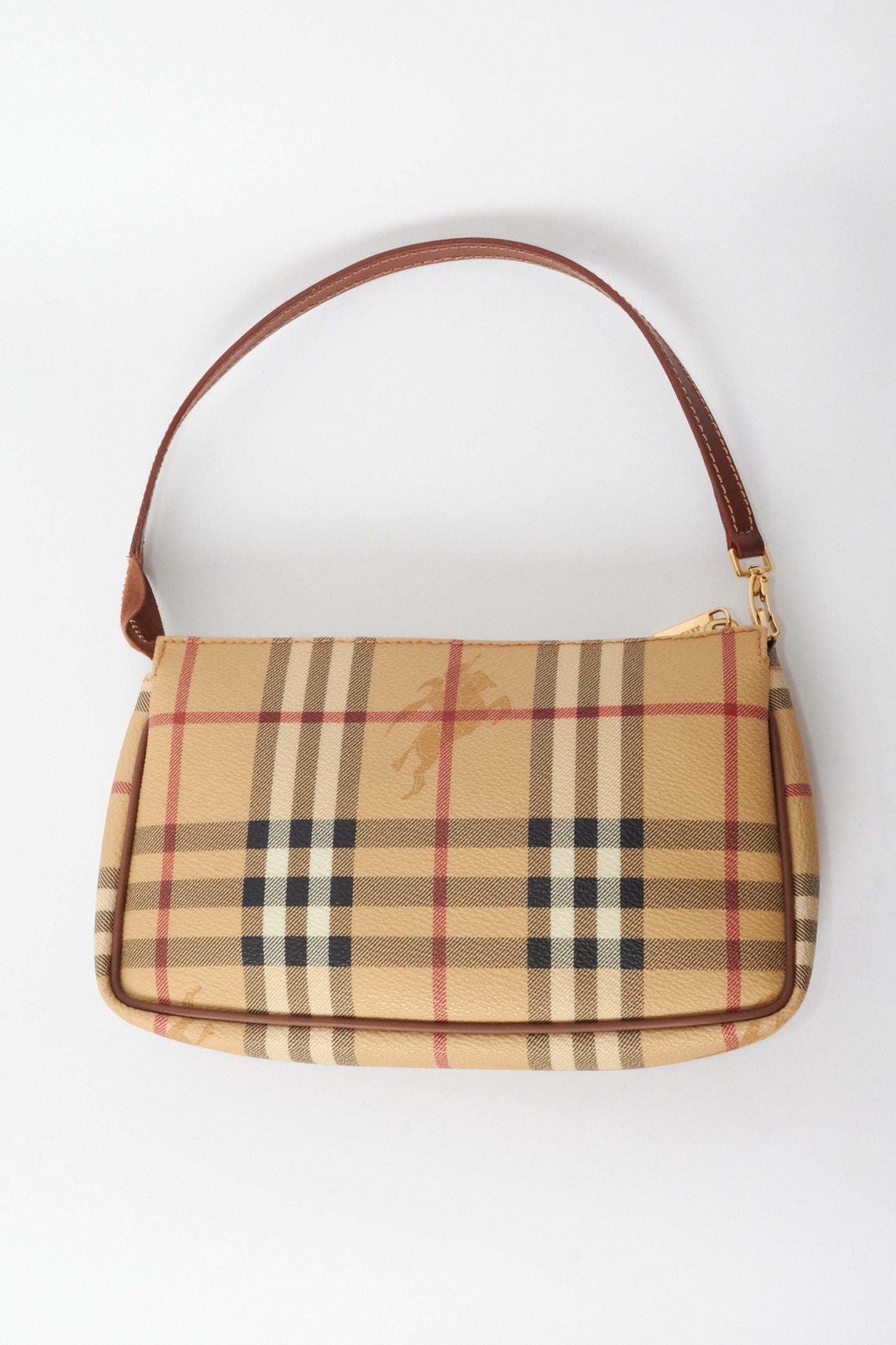 Burberry Beige Check Canvas Vintage Shoulder Bag