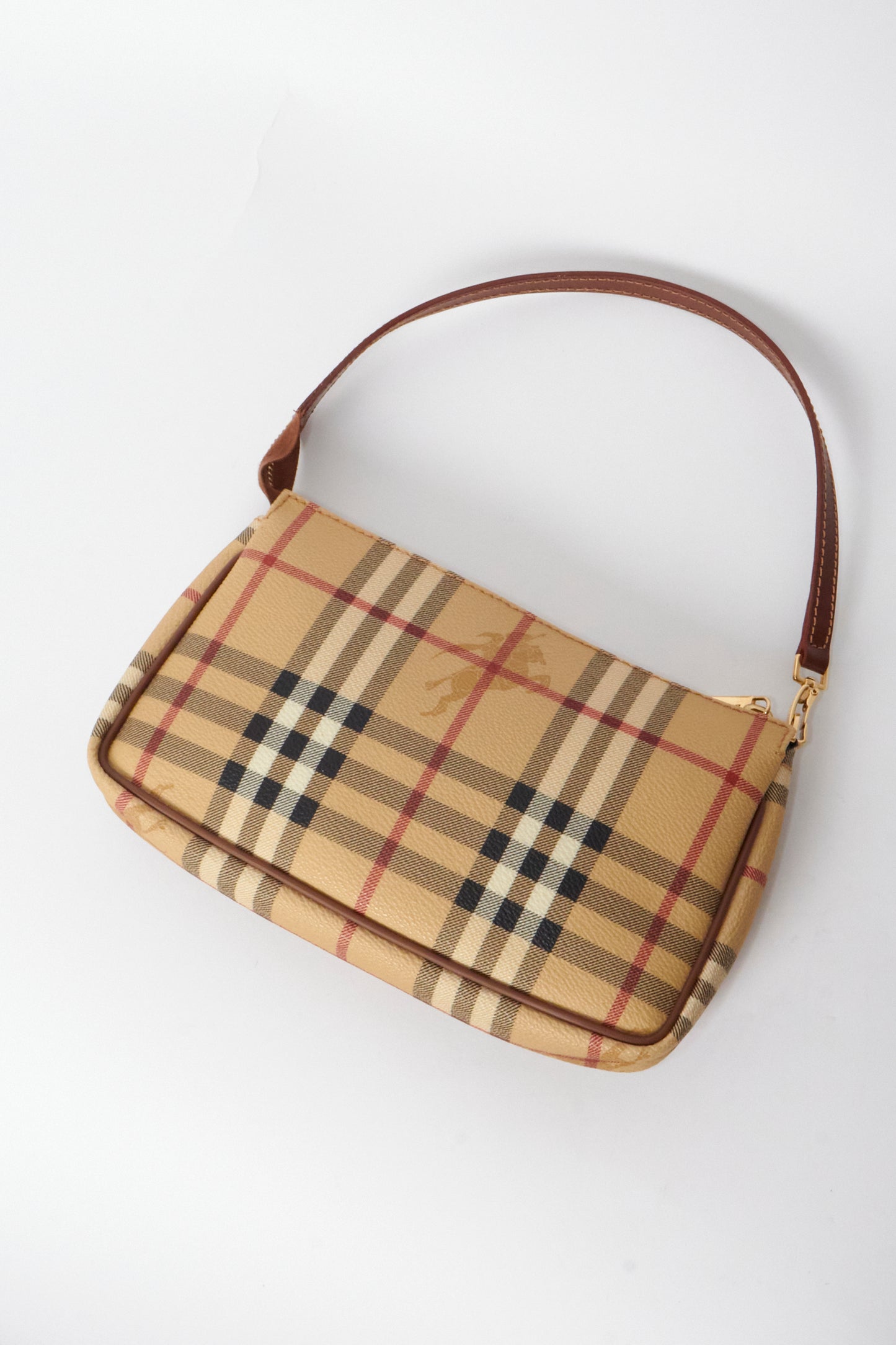Burberry Beige Check Canvas Vintage Shoulder Bag