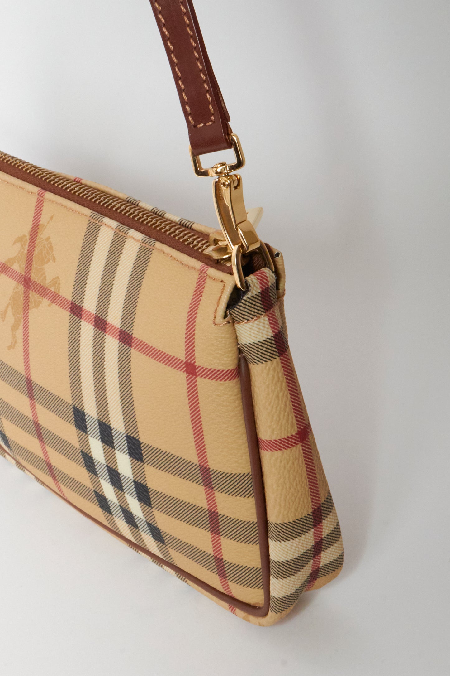 Burberry Beige Check Canvas Vintage Shoulder Bag