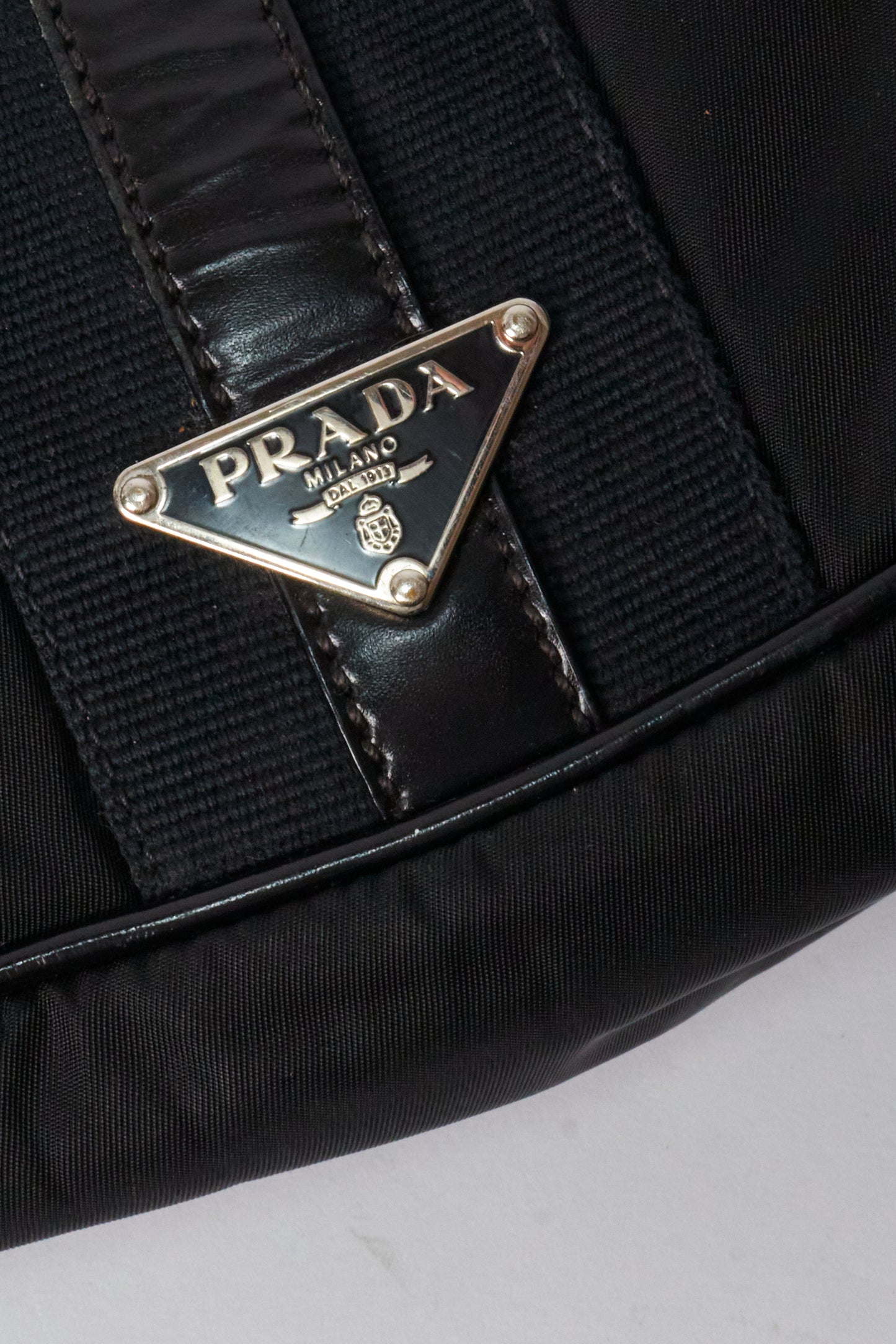 Prada Black Nylon Leather Vintage Shoulder Bag