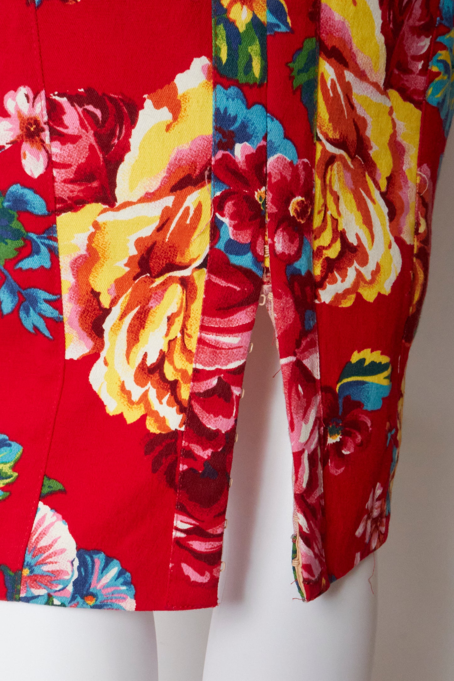 Dolce & Gabbana D&G 2003 Red Floral Corset Midi Dress