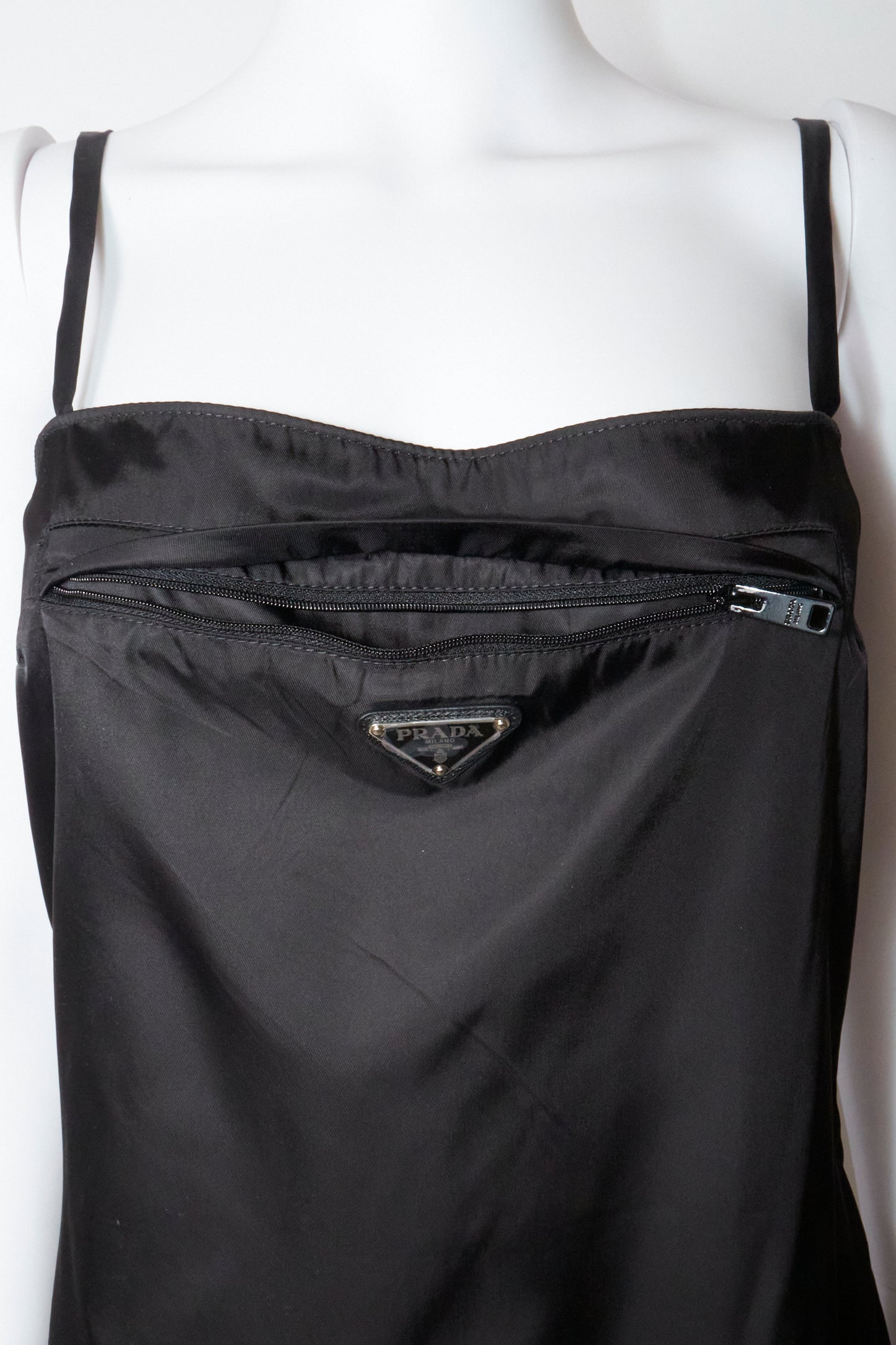Prada 2018 Black Nylon Midi Dress