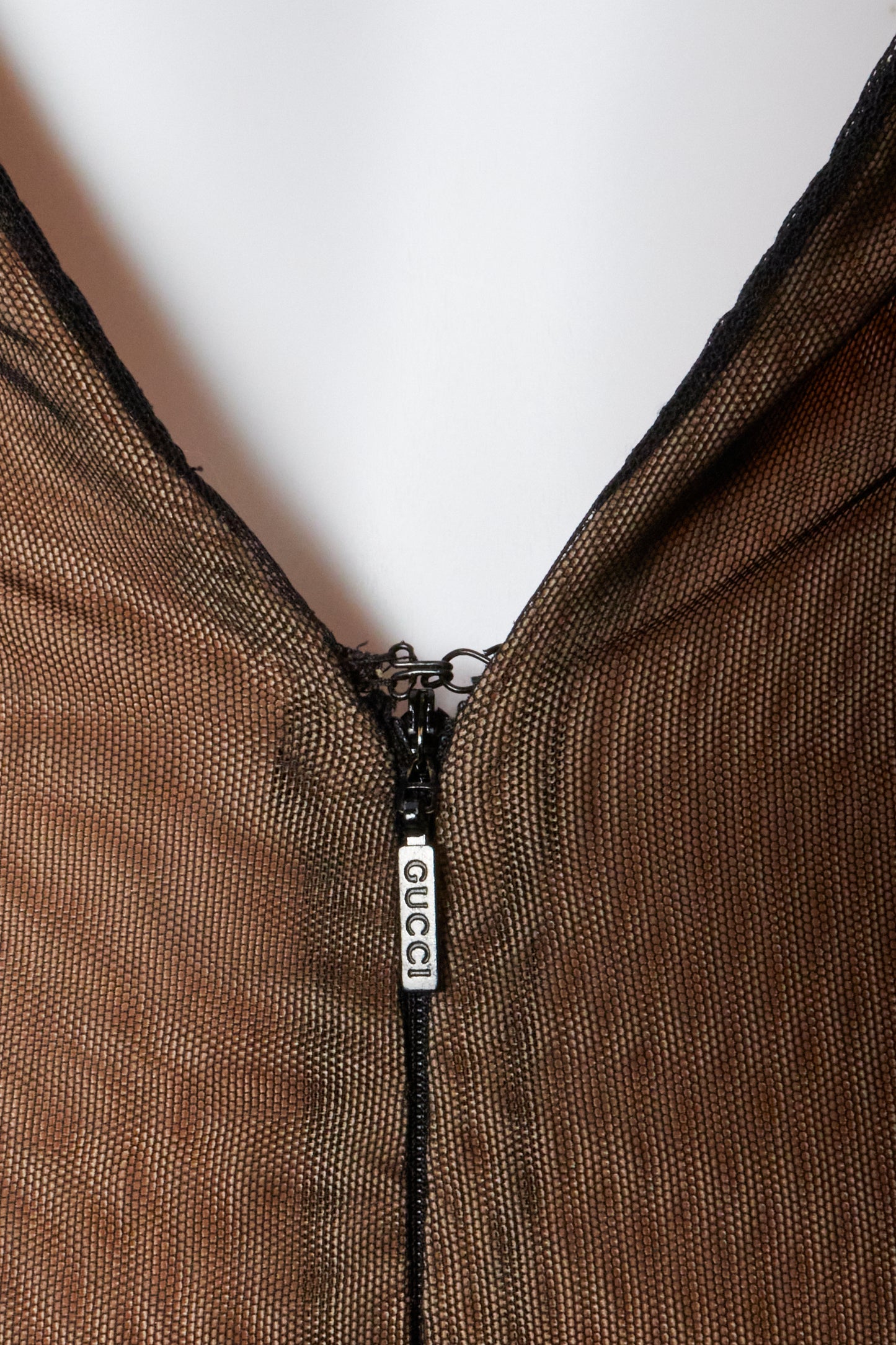 Gucci Tom Ford Spring 2001 Mesh Brown Corset Dress