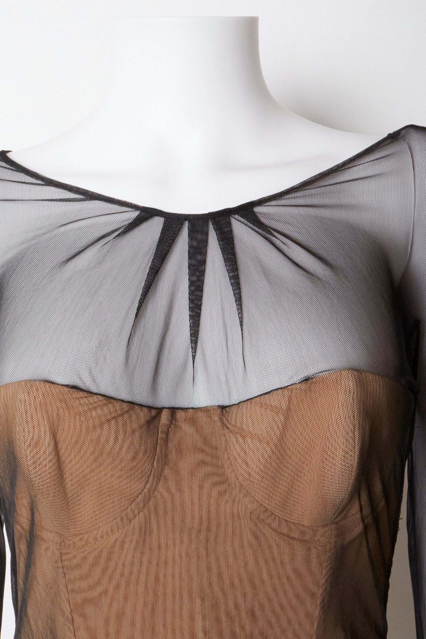Gucci Tom Ford Spring 2001 Mesh Brown Corset Dress