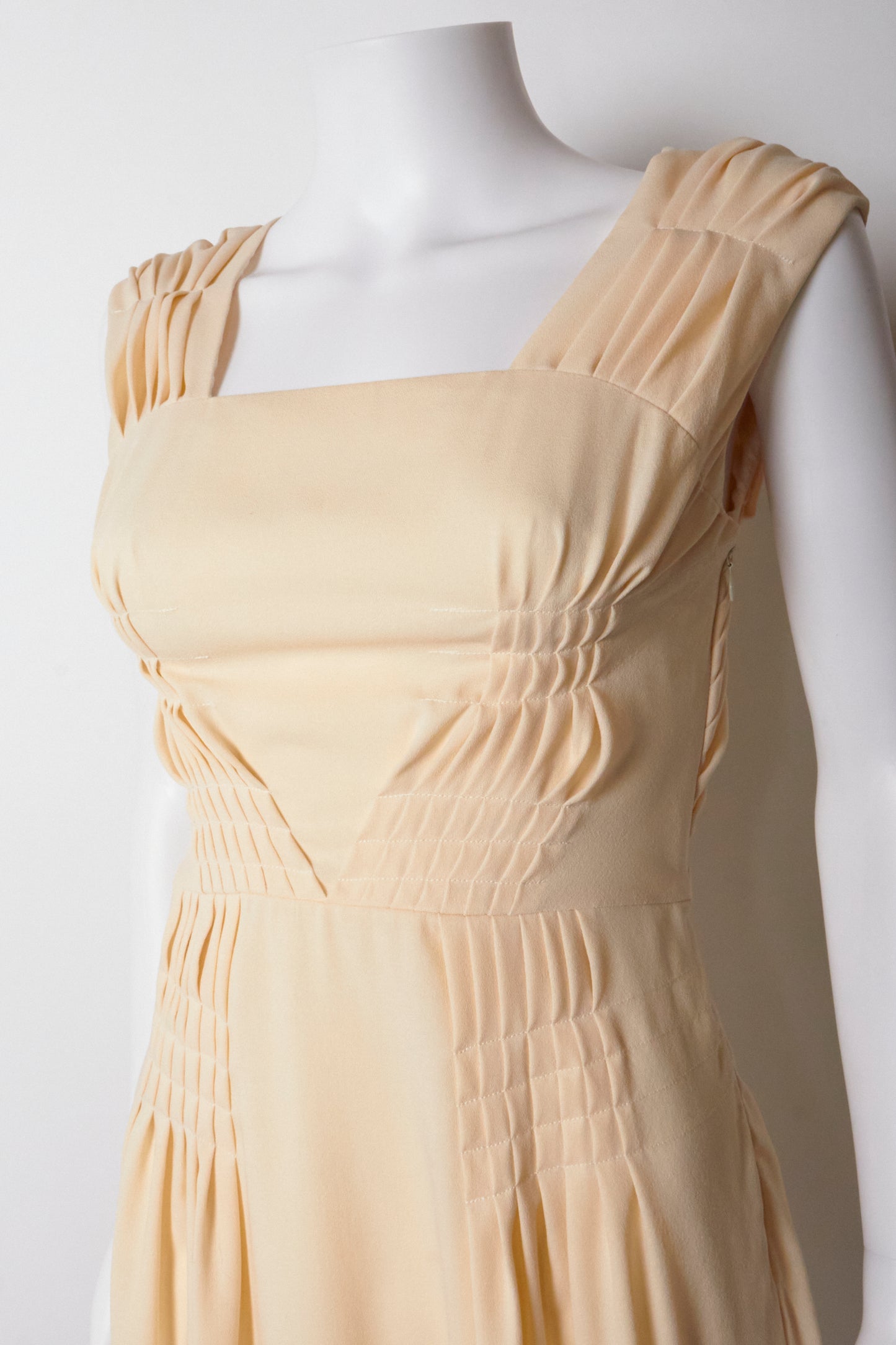 Christian Dior 2007 Cream Ruched Midi Dress