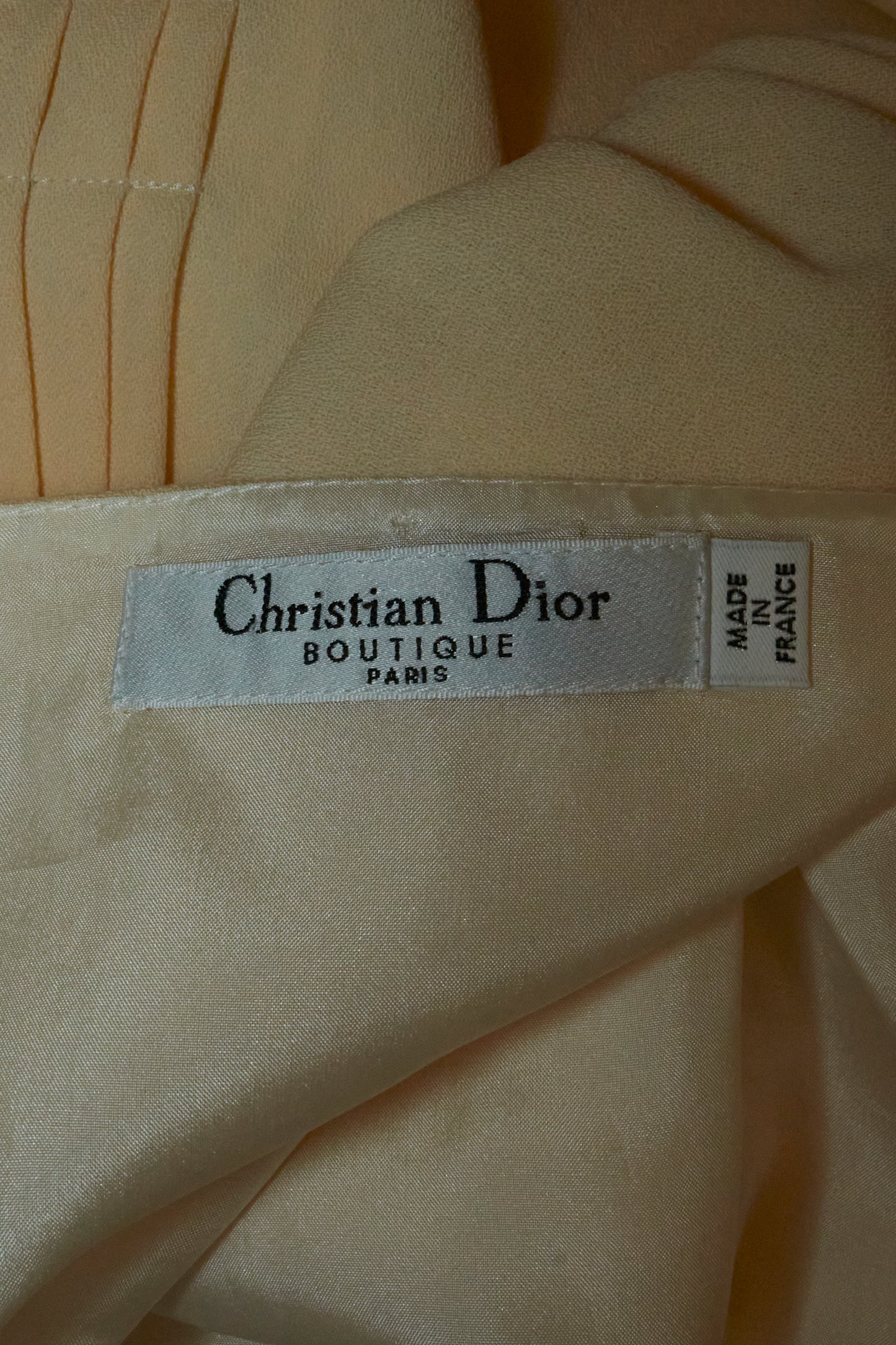 Christian Dior 2007 Cream Ruched Midi Dress
