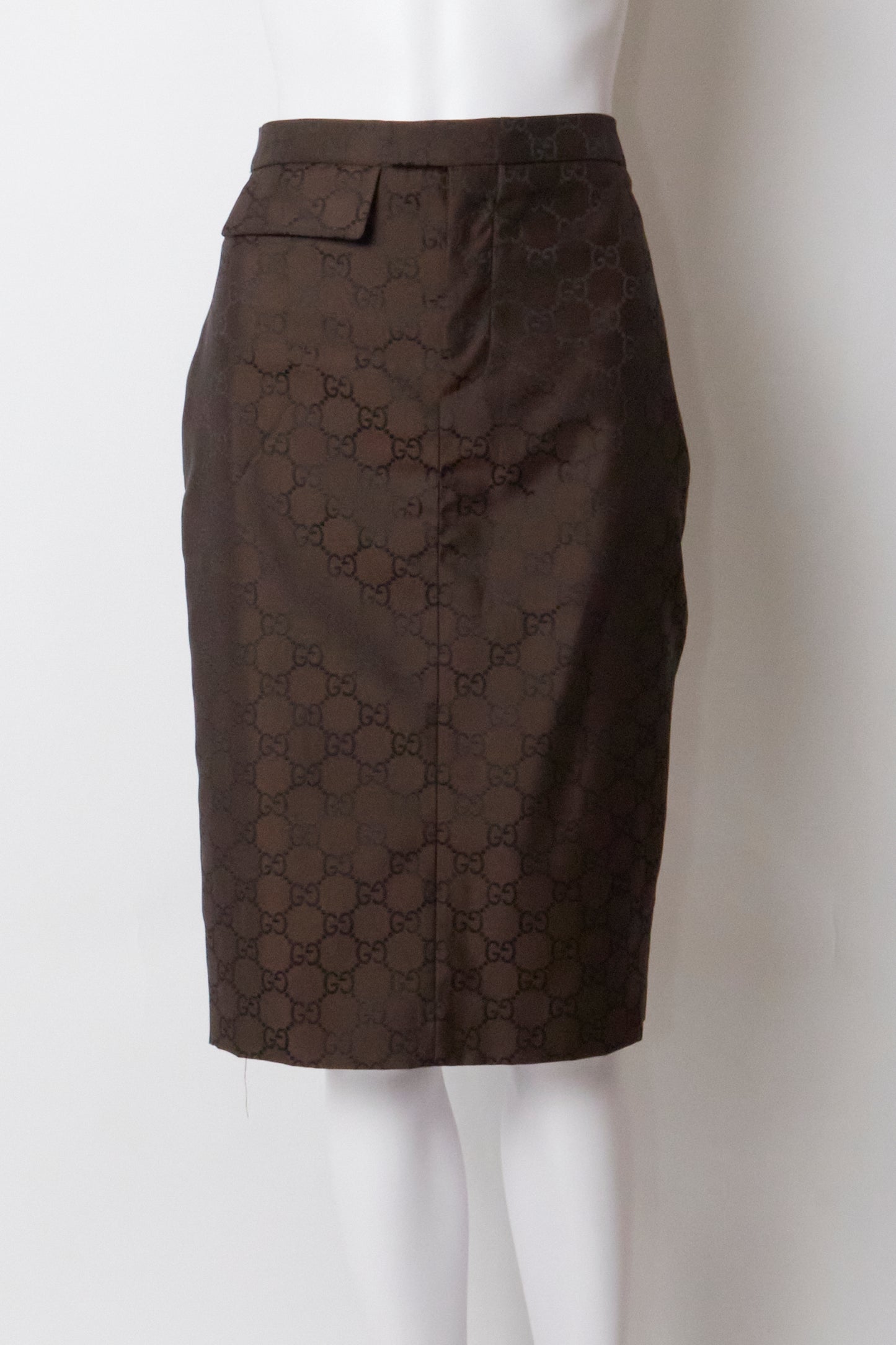 Gucci Tom Ford Spring 1998 Brown Monogram Midi Skirt