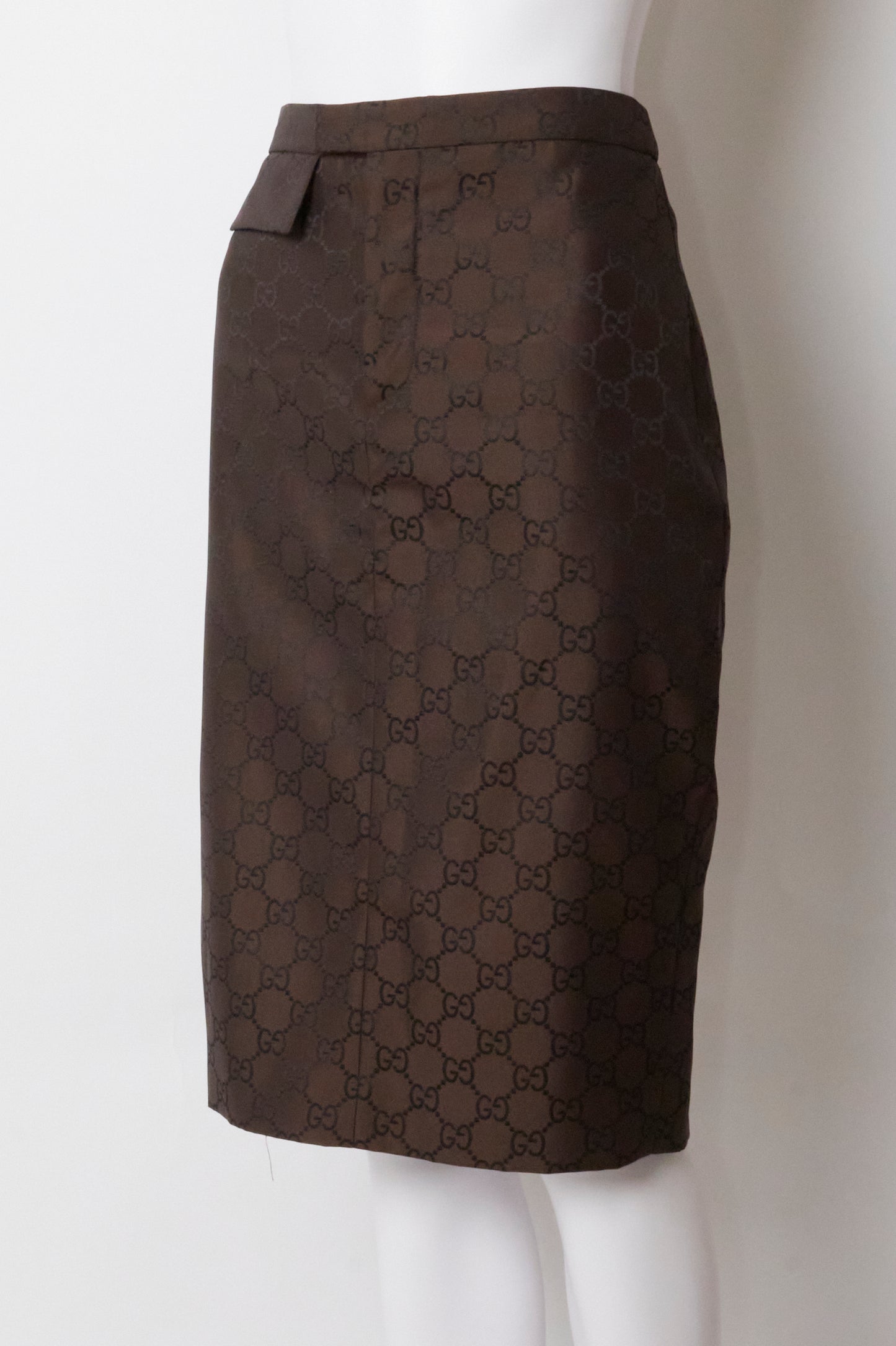 Gucci Tom Ford Spring 1998 Brown Monogram Midi Skirt