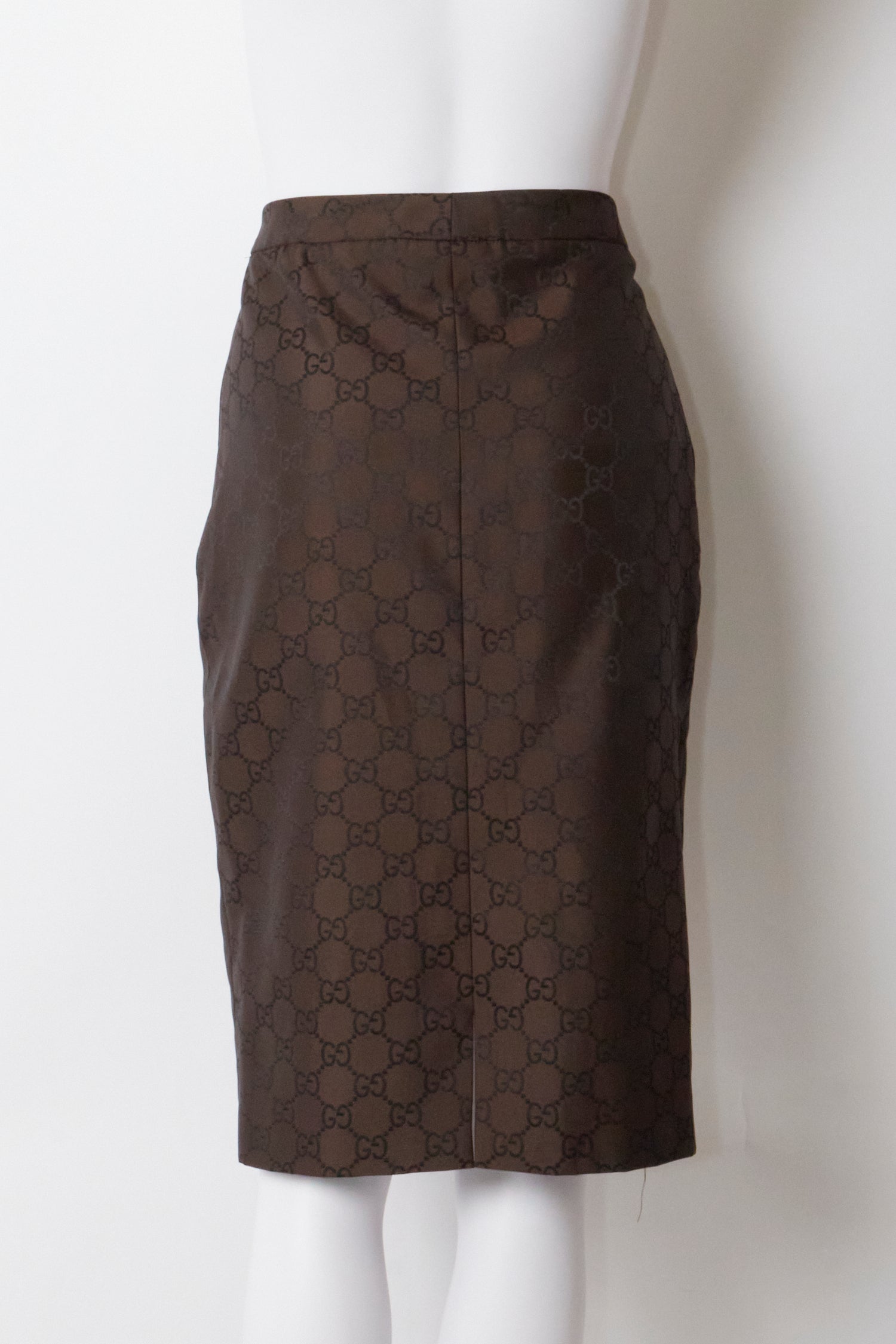 Gucci Tom Ford Spring 1998 Brown Monogram Midi Skirt – Blummier