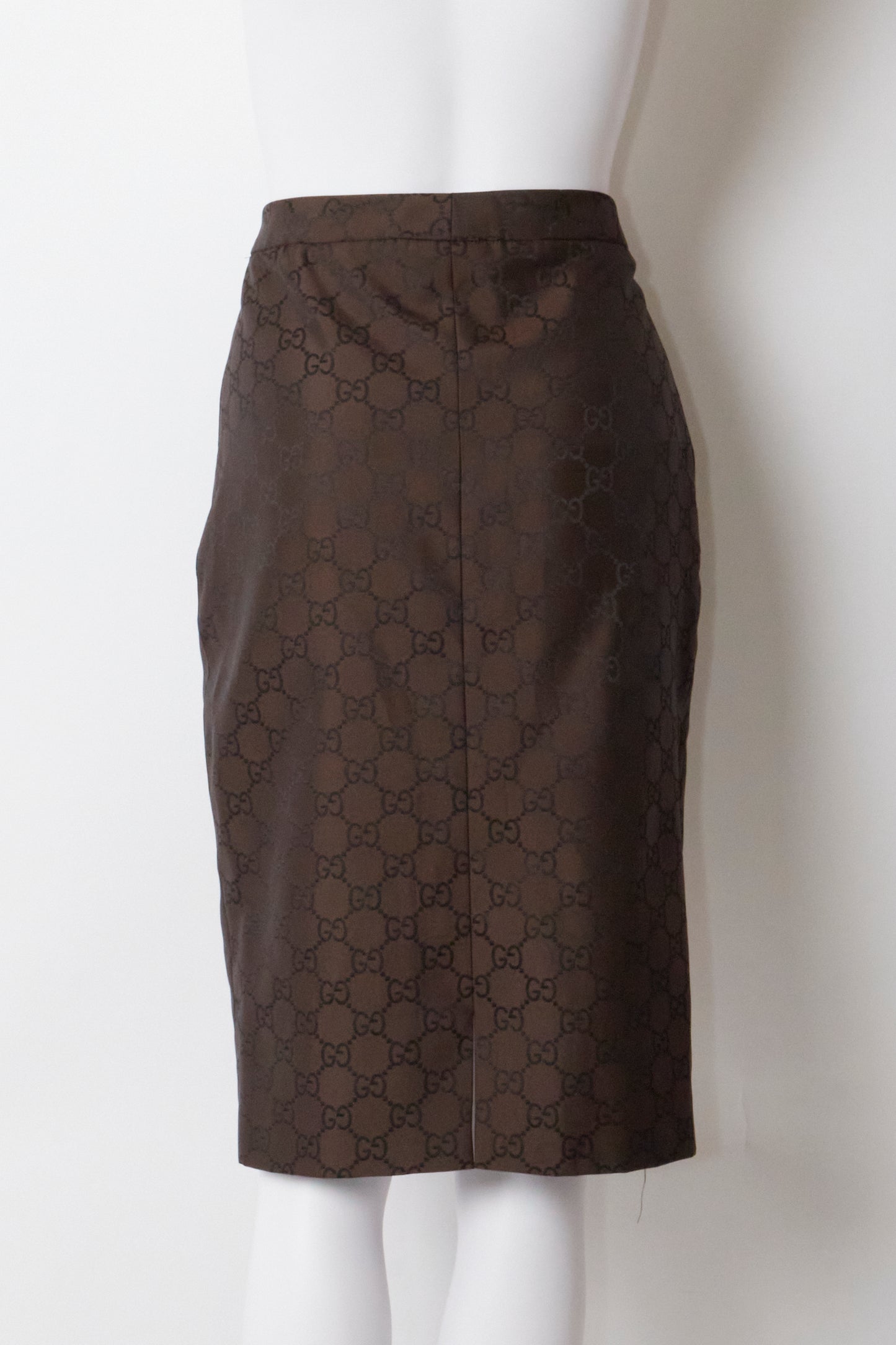 Gucci Tom Ford Spring 1998 Brown Monogram Midi Skirt