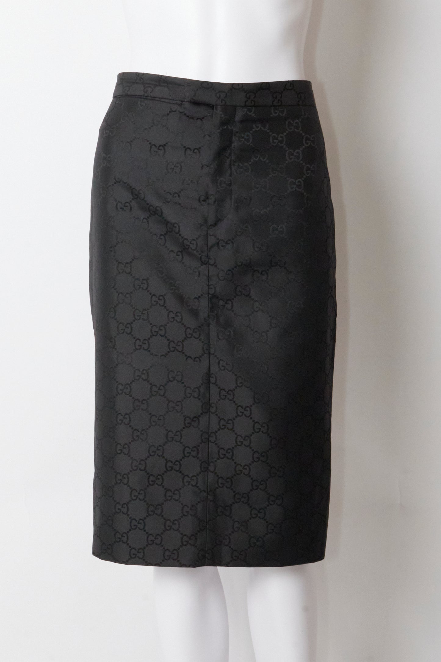 Gucci Tom Ford Spring 1998 Black Monogram Midi Skirt
