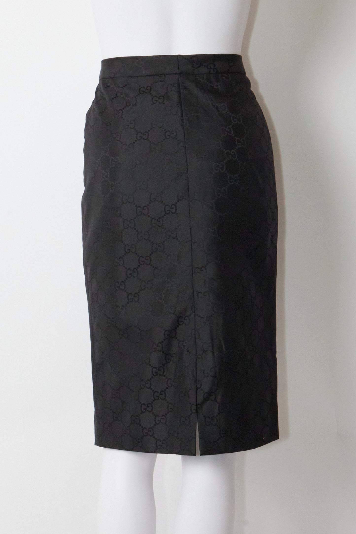 Gucci Tom Ford Spring 1998 Black Monogram Midi Skirt