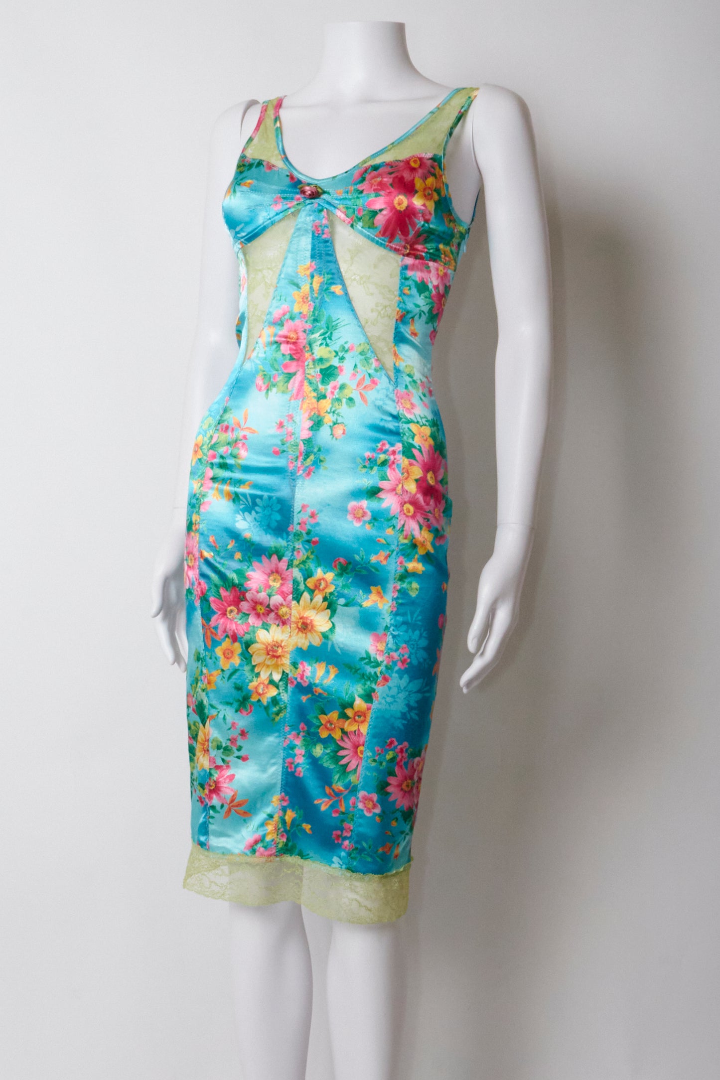 Dolce & Gabbana D&G Spring 2005 Blue Floral Midi Dress