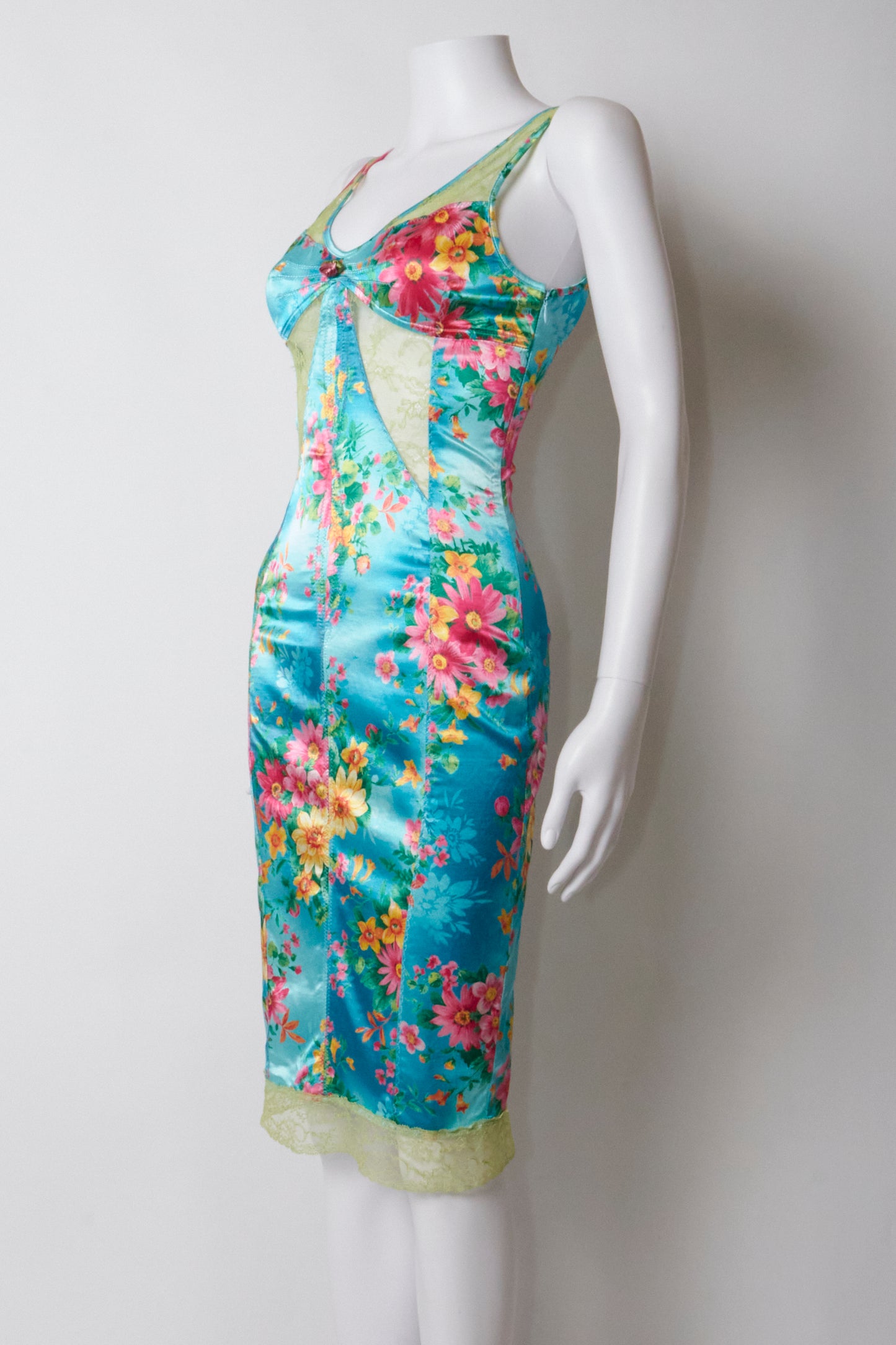 Dolce & Gabbana D&G Spring 2005 Blue Floral Midi Dress