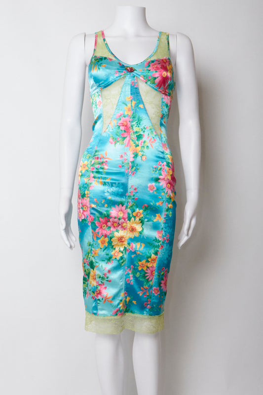 Dolce & Gabbana D&G Spring 2005 Blue Floral Midi Dress
