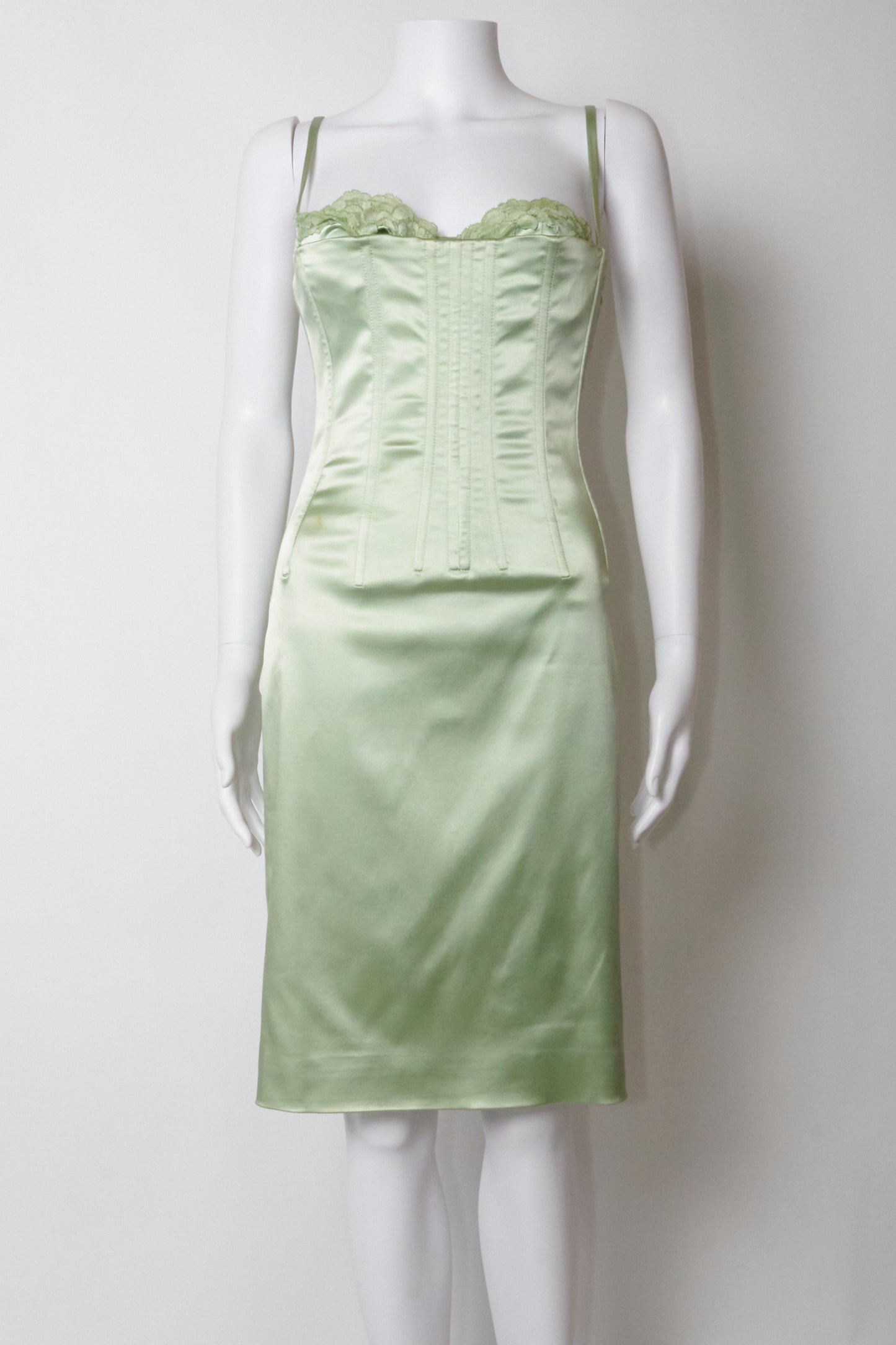 Dolce & Gabbana 2000s Light Green Corset Midi Dress