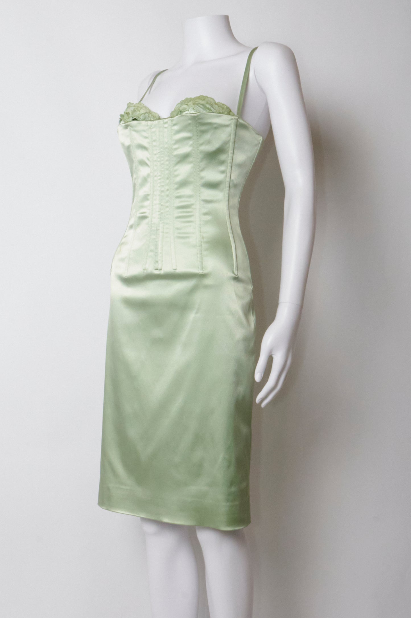 Dolce & Gabbana 2000s Light Green Corset Midi Dress