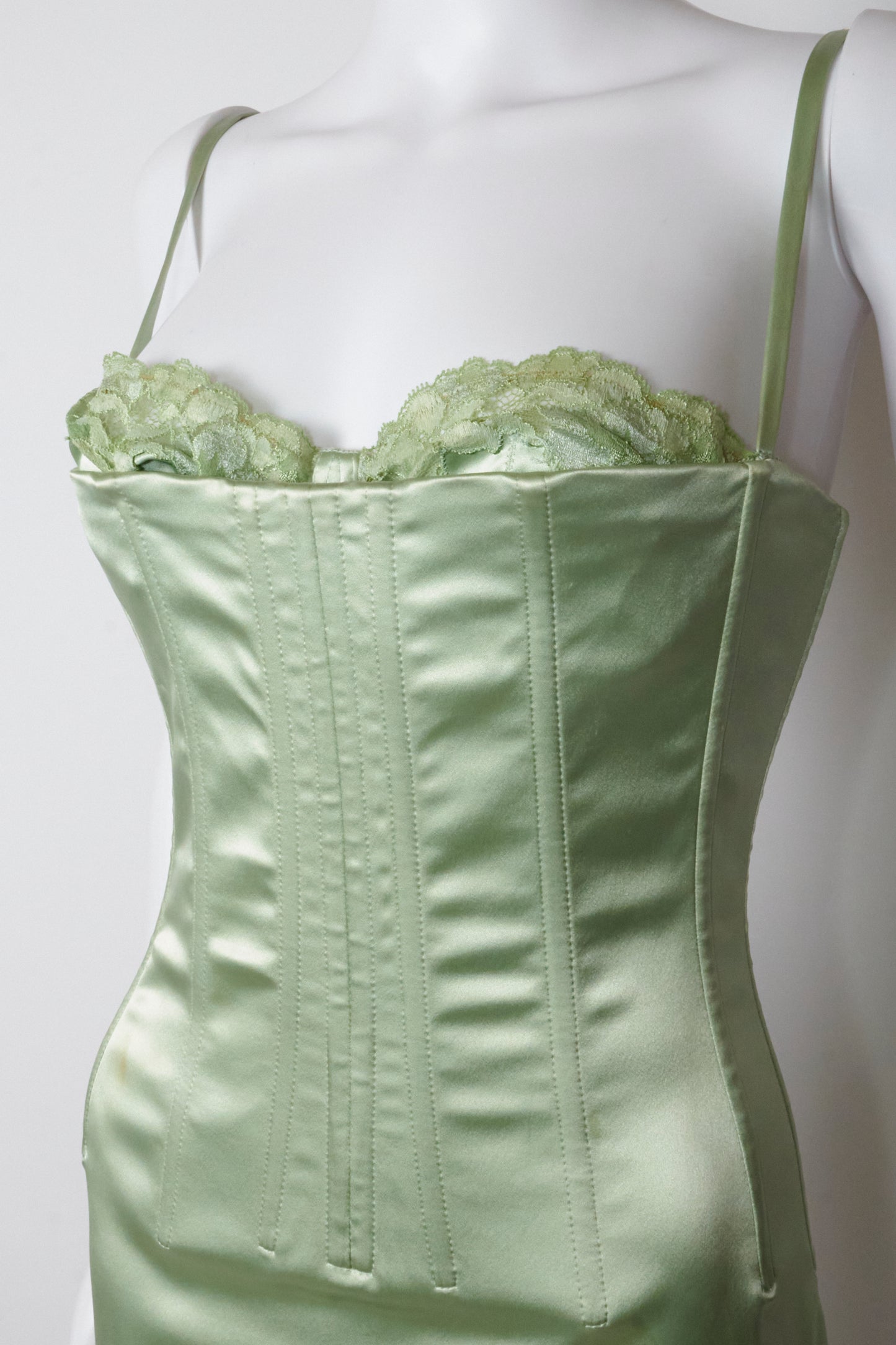 Dolce & Gabbana 2000s Light Green Corset Midi Dress