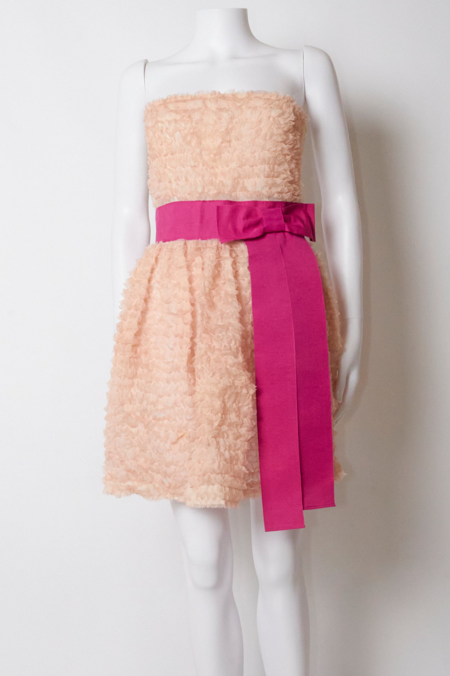 Dolce & Gabbana D&G Strapless Pink Bow Ruffe Mini Dress
